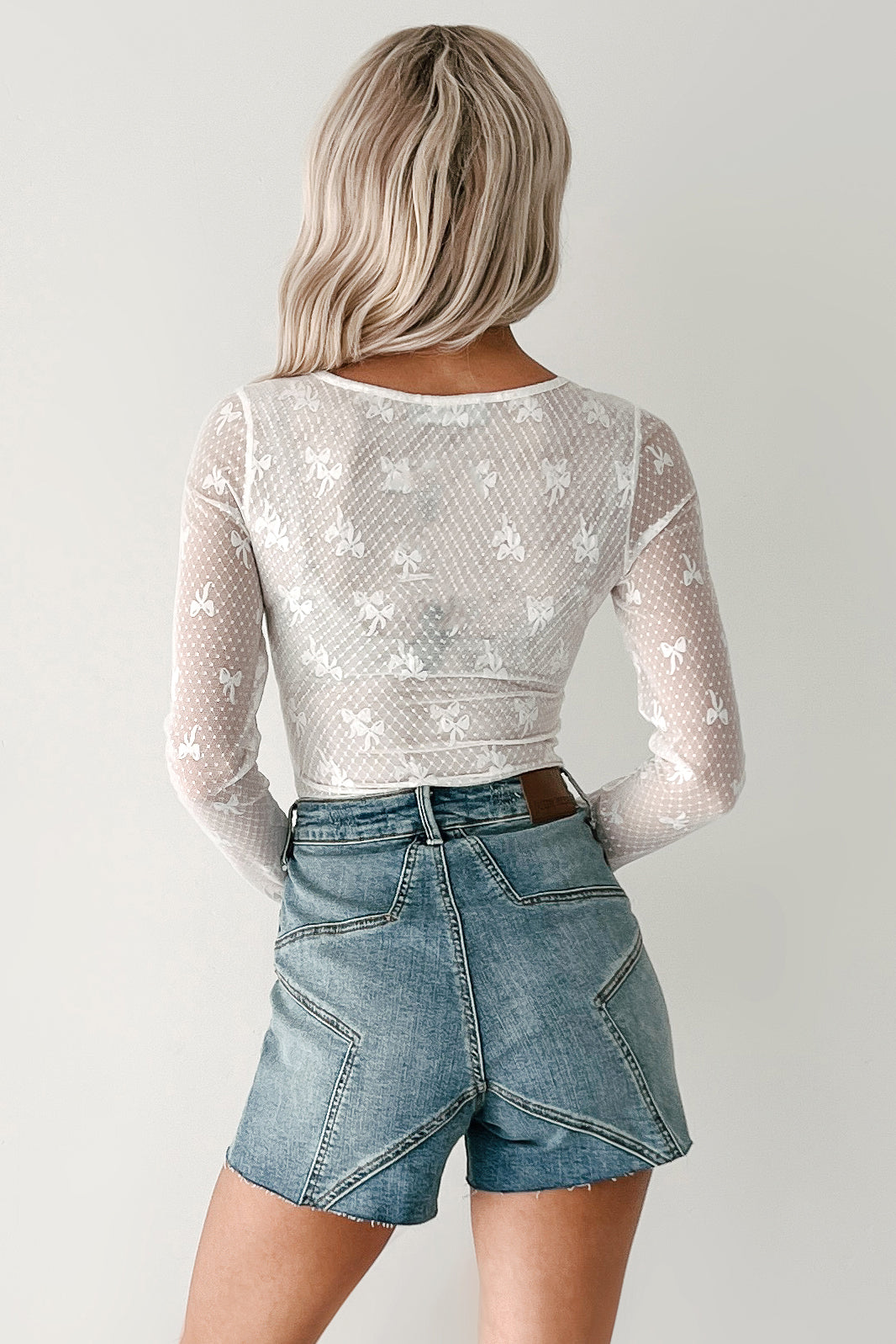 Daisy Filled Days Jacquard Mesh Bodysuit (Ivory)