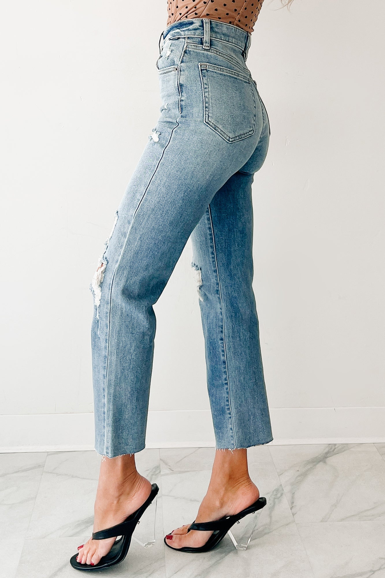 Delphine Distressed Straight Leg Cello Jeans (Light)