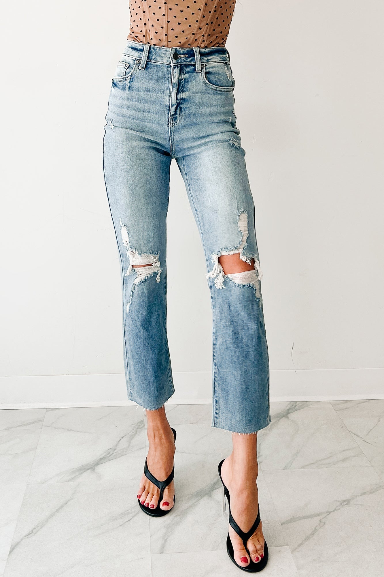 Delphine Distressed Straight Leg Cello Jeans (Light)