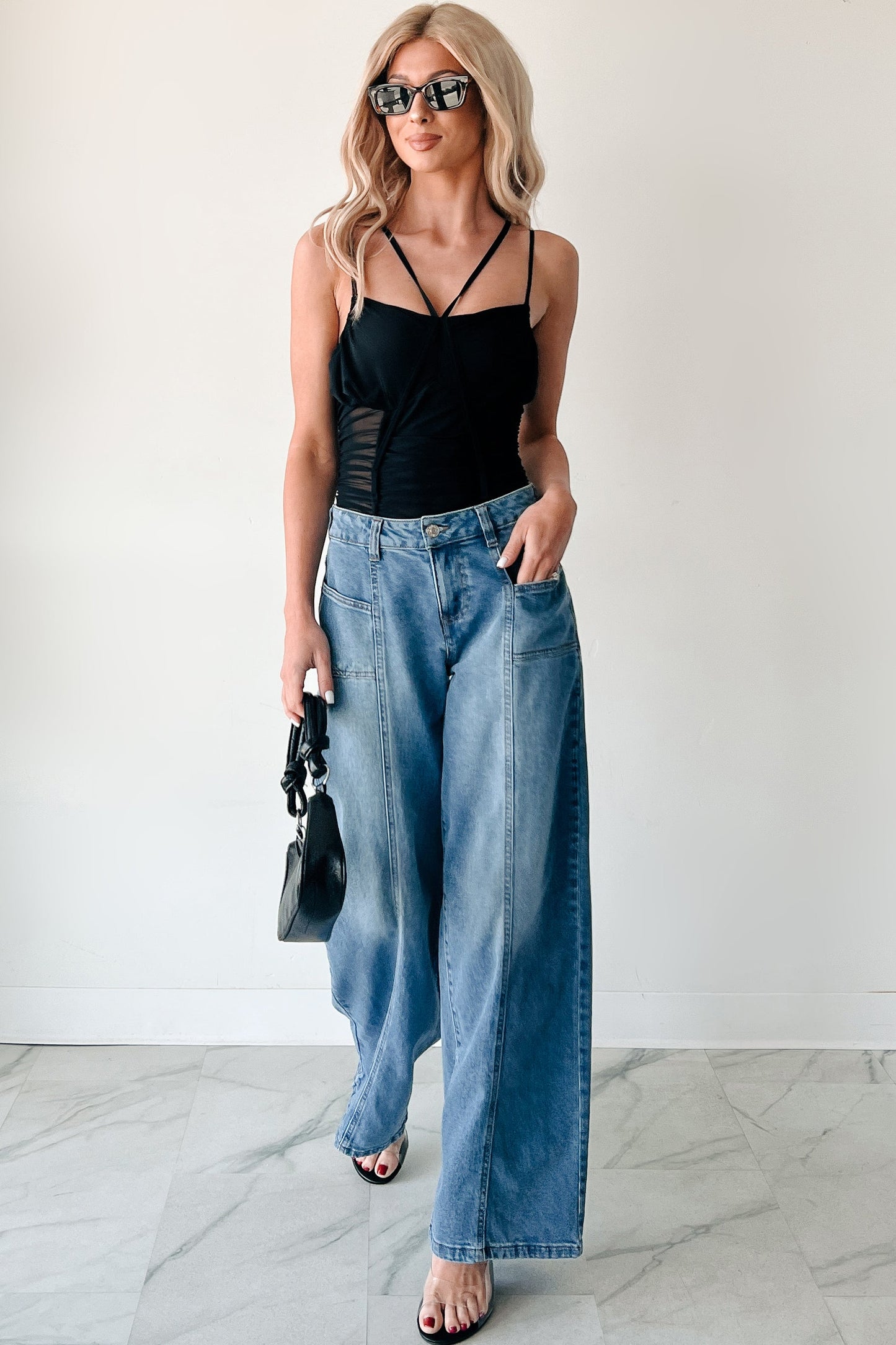 Ivana High Rise Wide Leg Almost Famous Jeans (Medium)