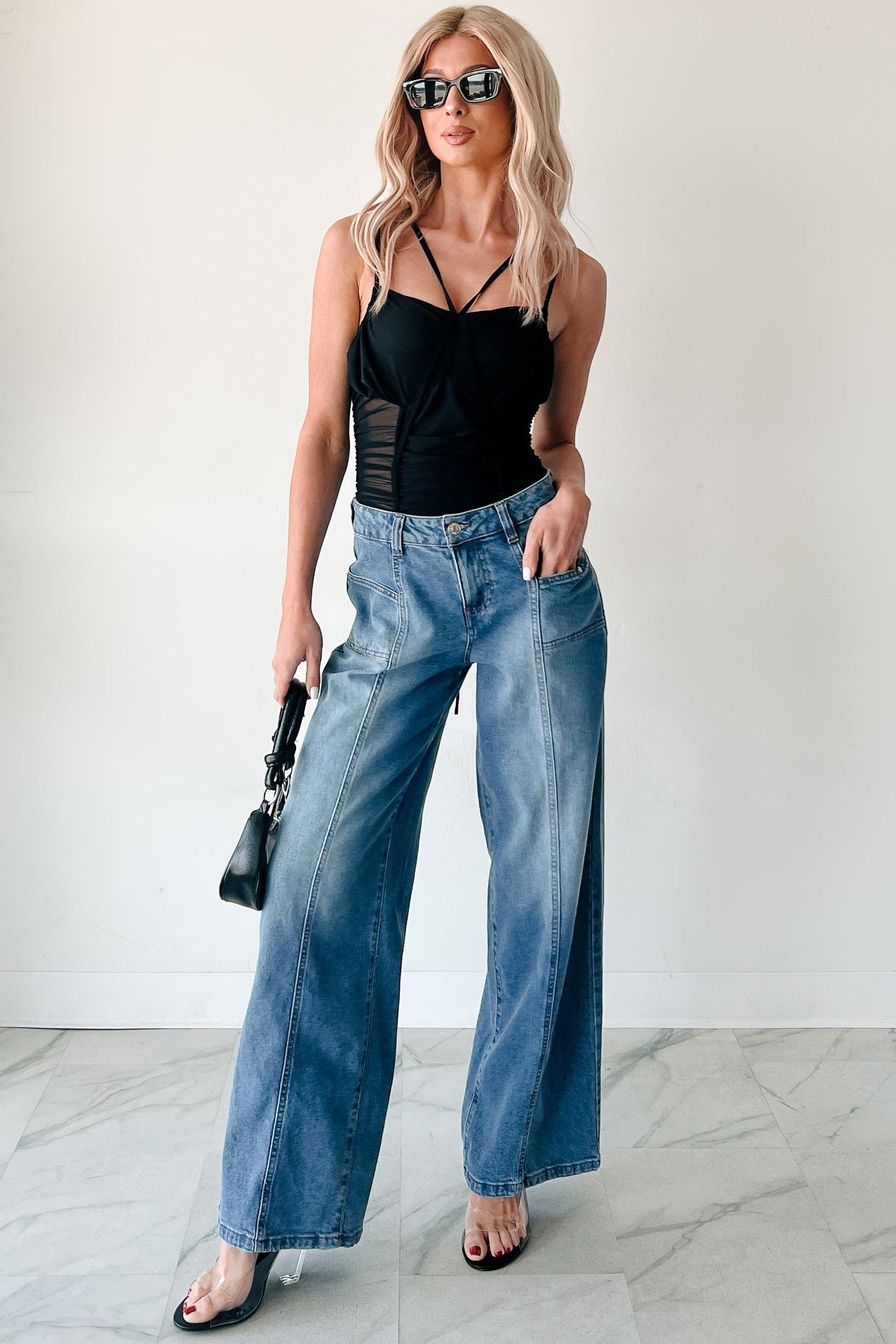 Ivana High Rise Wide Leg Almost Famous Jeans (Medium)