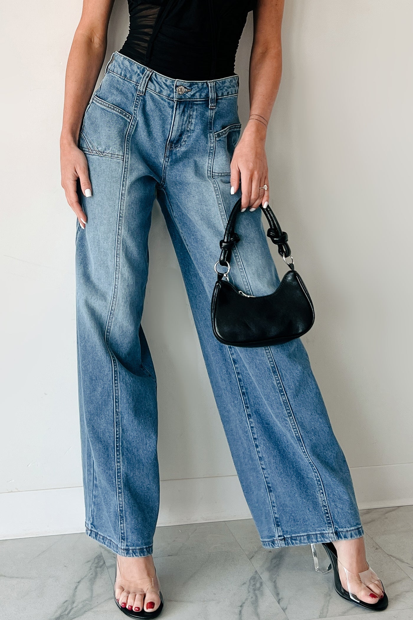 Ivana High Rise Wide Leg Almost Famous Jeans (Medium)
