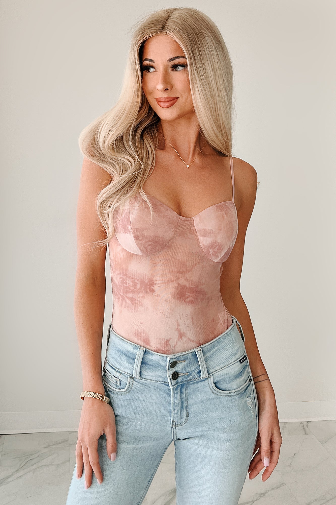 Midnight Playlist Sleeveless Mesh Bodysuit (Mauve)