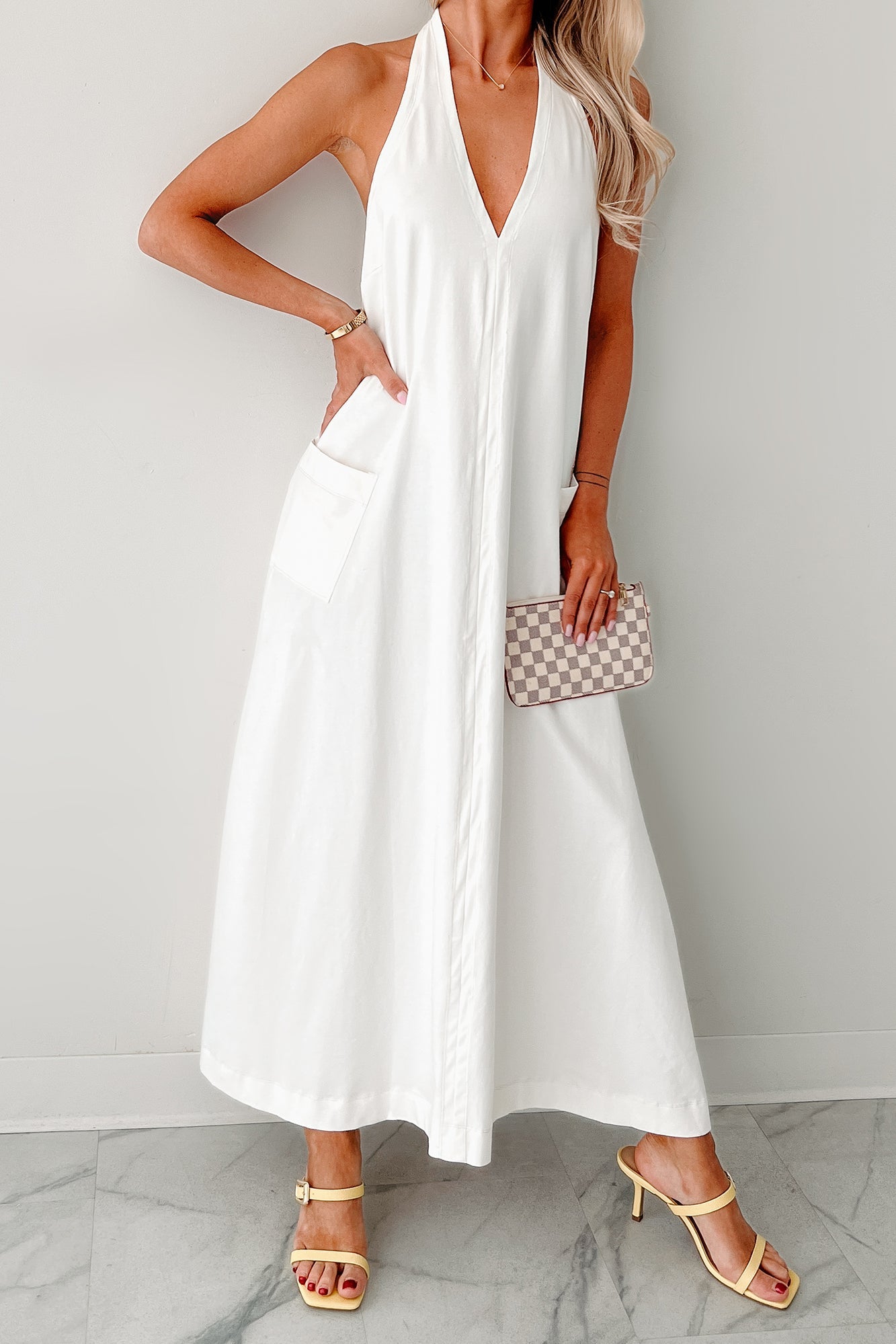 Speak Your Truth Halter Maxi Dress (Off White)
