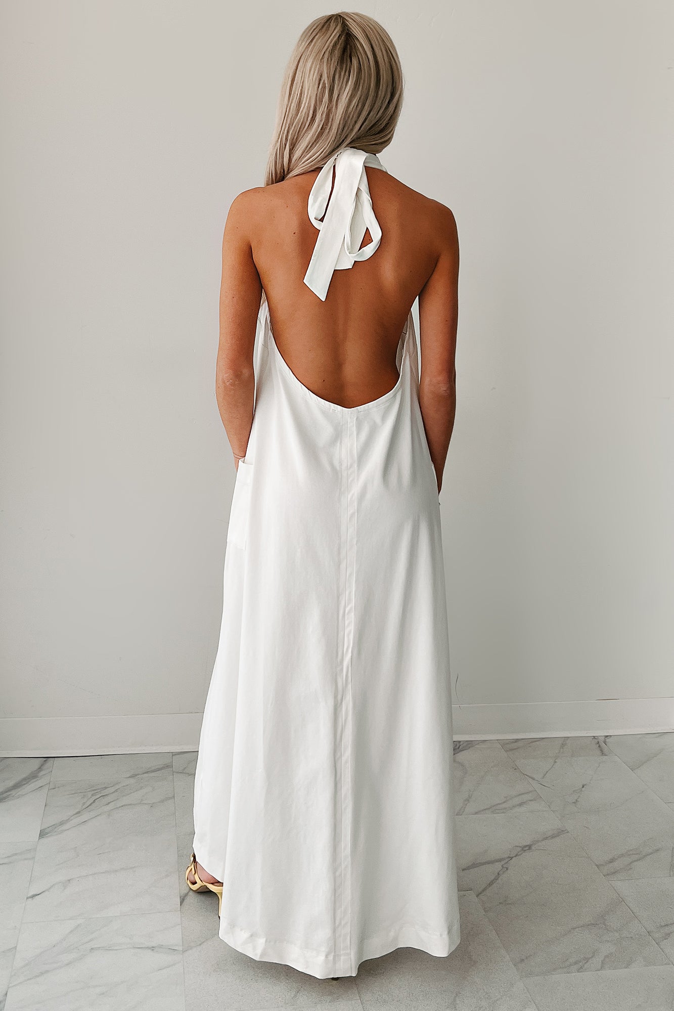 Speak Your Truth Halter Maxi Dress (Off White)