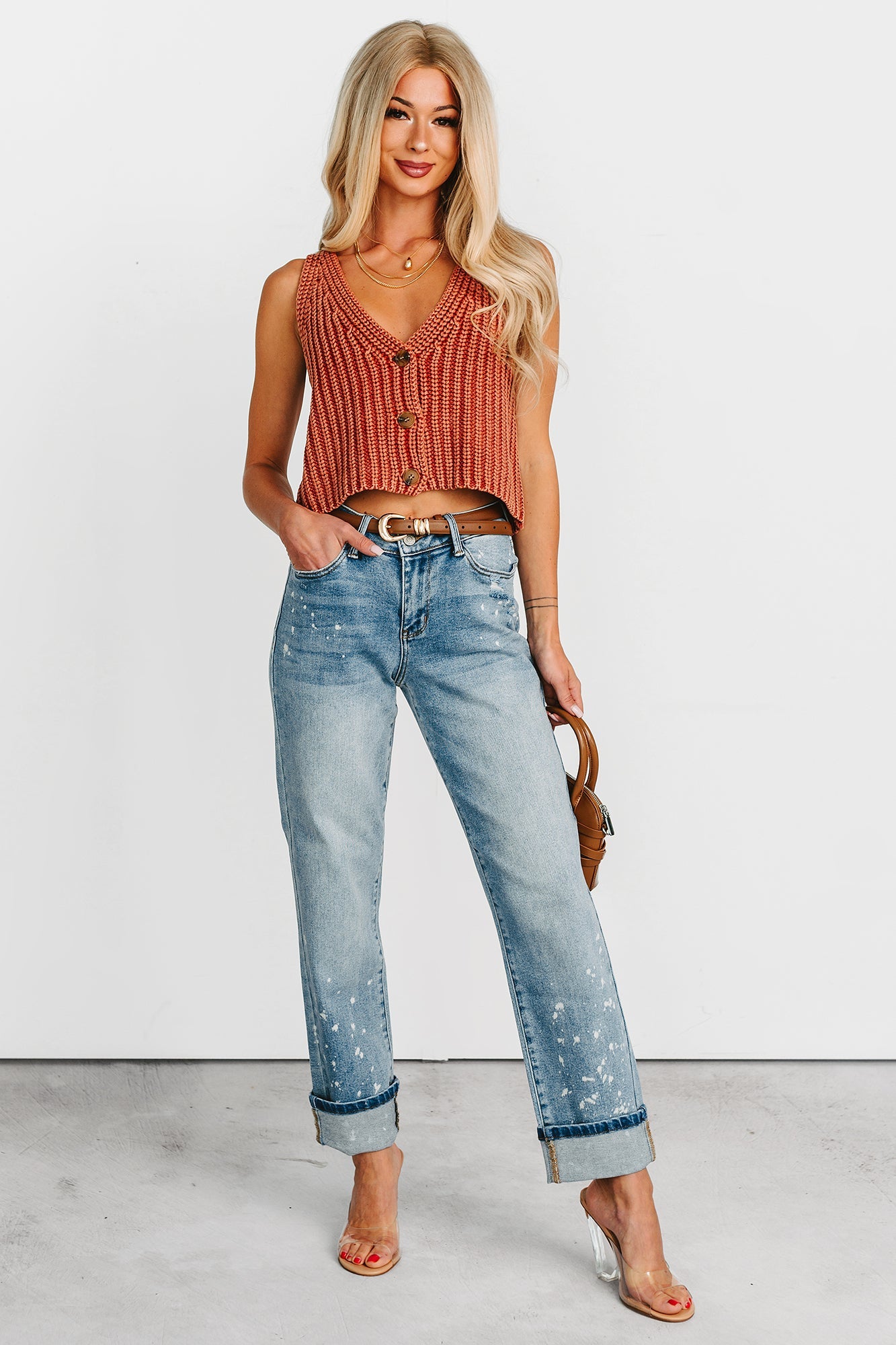Ginny Bleach Splatter Judy Blue Boyfriend Jeans (Medium)