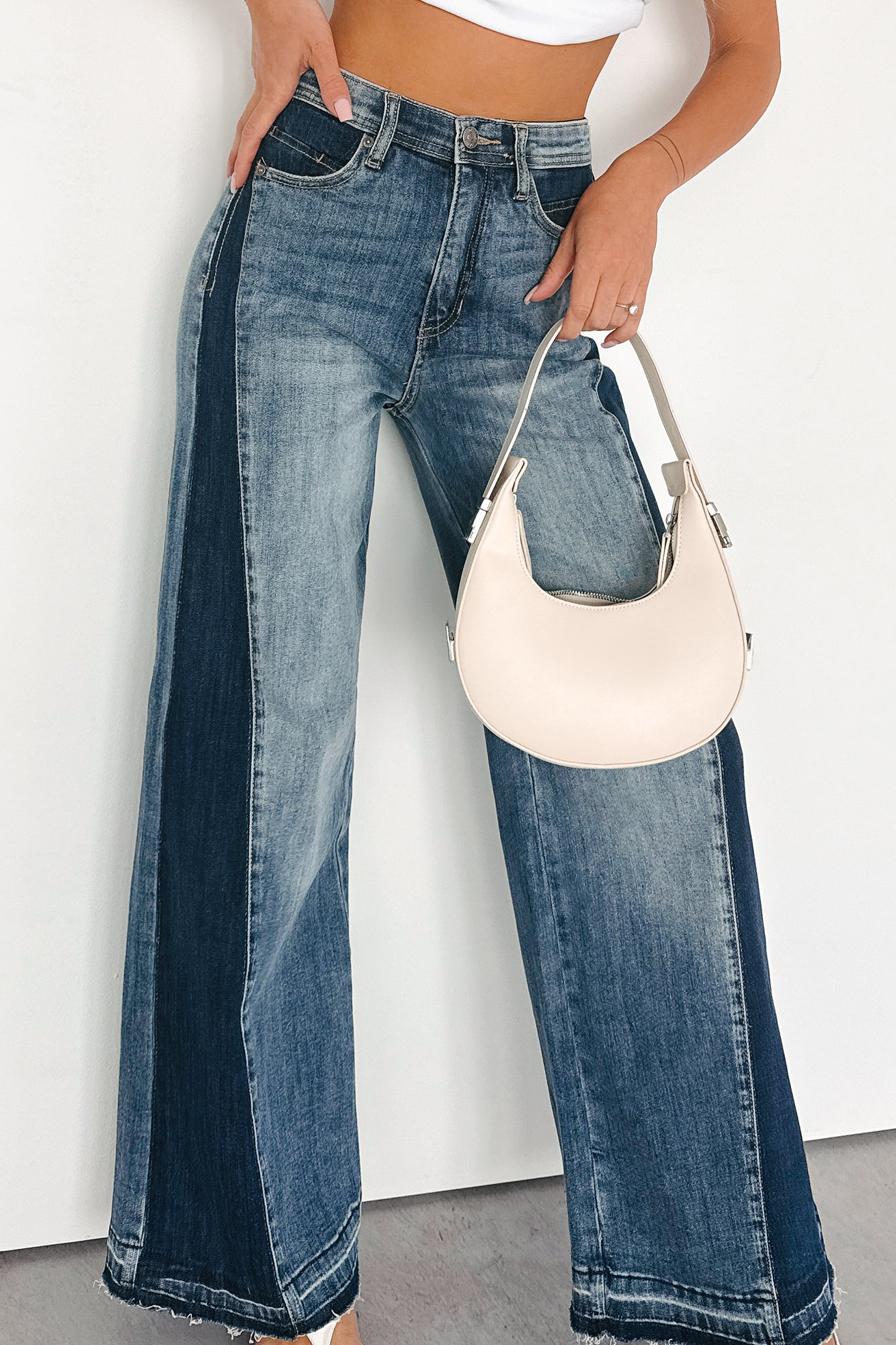 Rina Tummy Control Side Contrast Saige Denim Jeans (Medium)