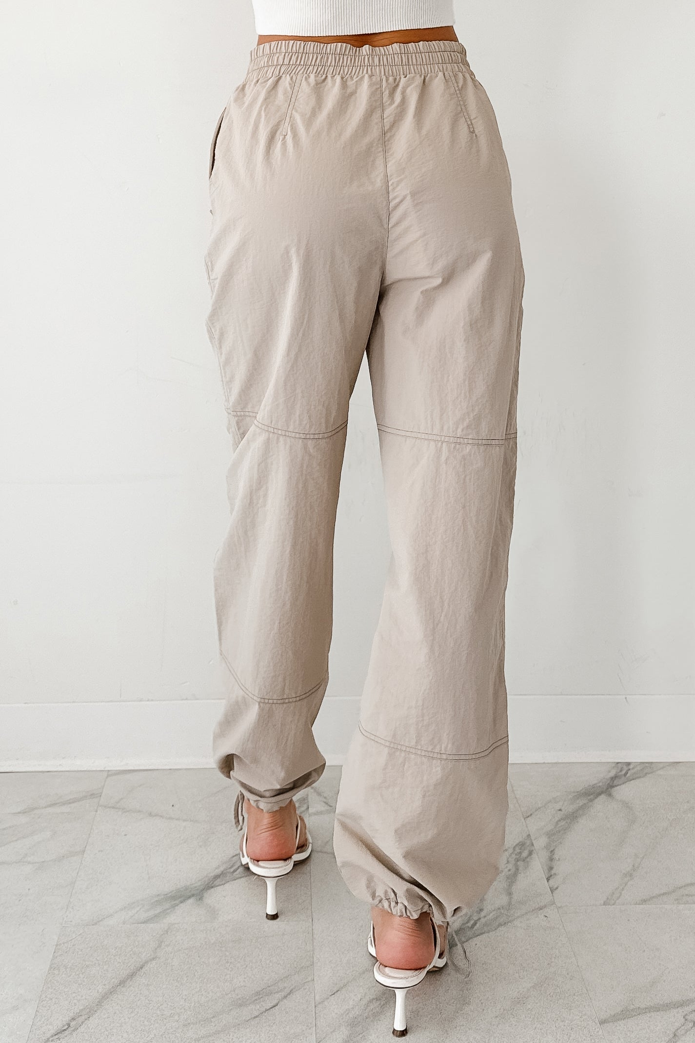 No Plot Needed Parachute Jogger Pants (Coconut Milk)
