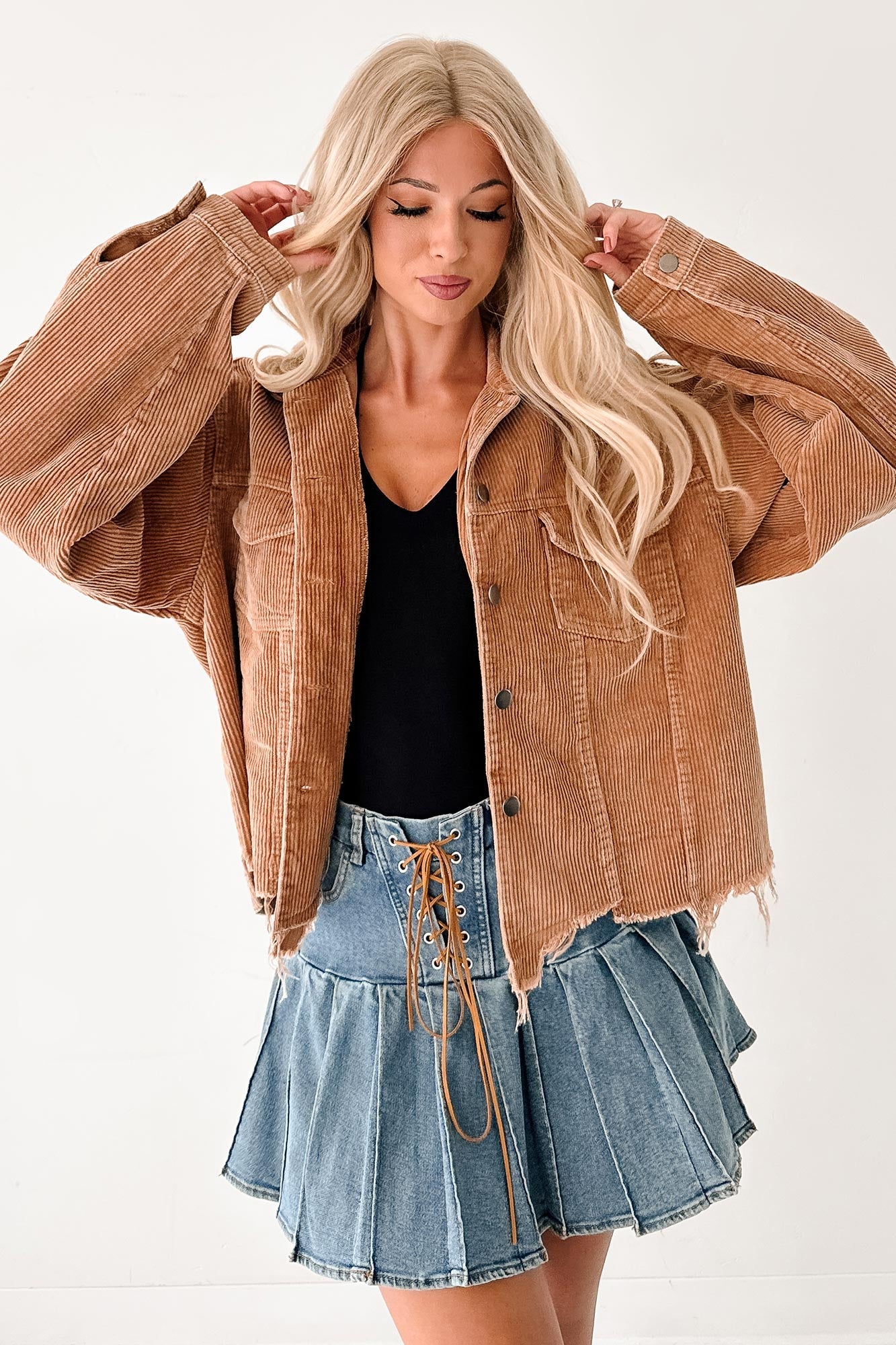 Promise Me Forever POL Corduroy Shacket (Camel)