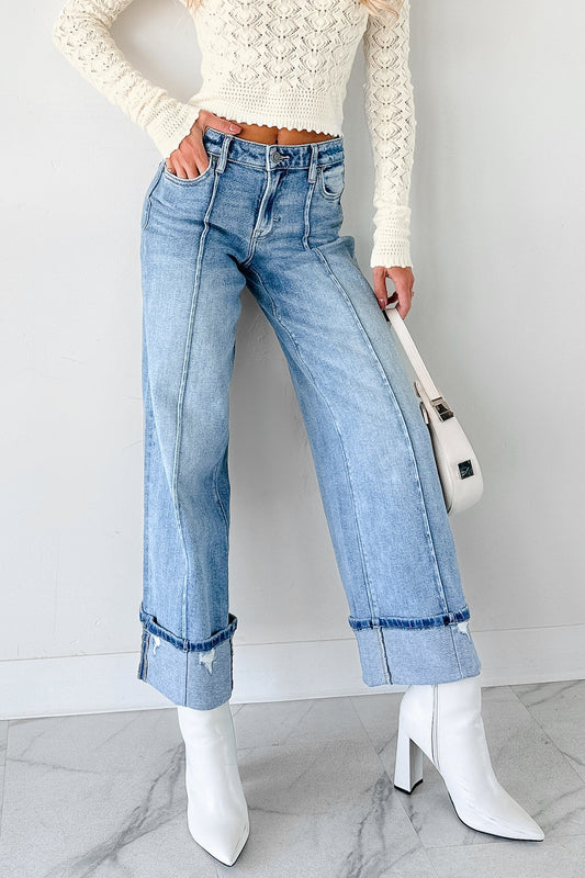 Isla Mid Rise Cuffed Wide Leg Hidden Jeans (Medium)
