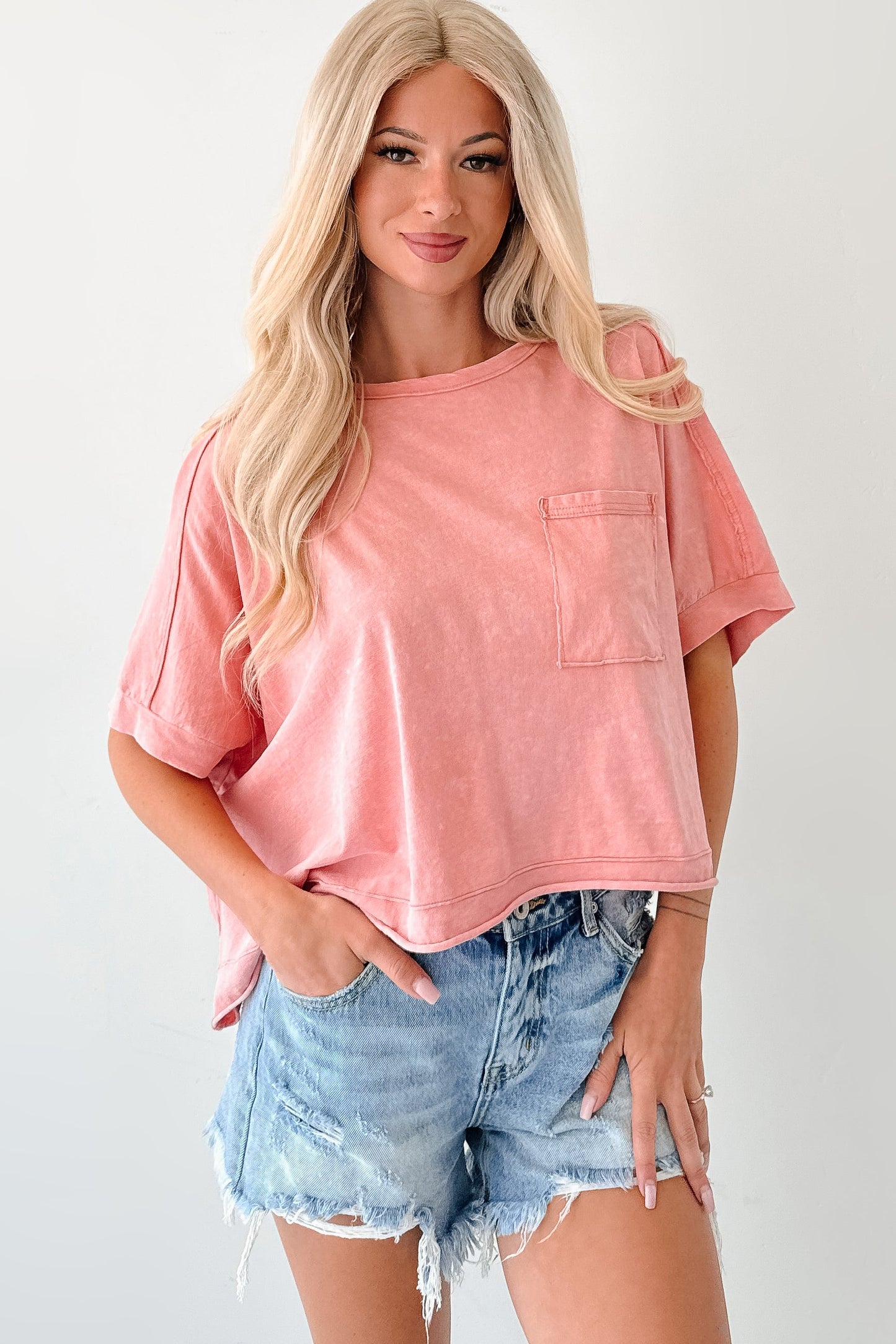 Kendrick Acid Wash Crop Top (Peach)