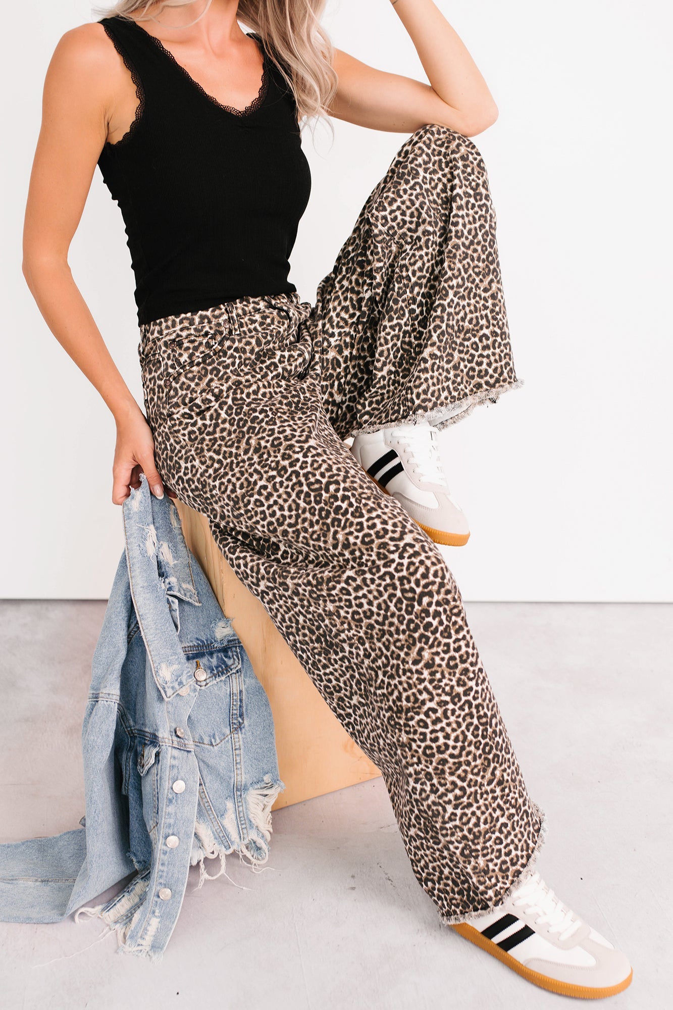 Kaya Tummy Control Wide Leg Saige Denim Jeans (Leopard)