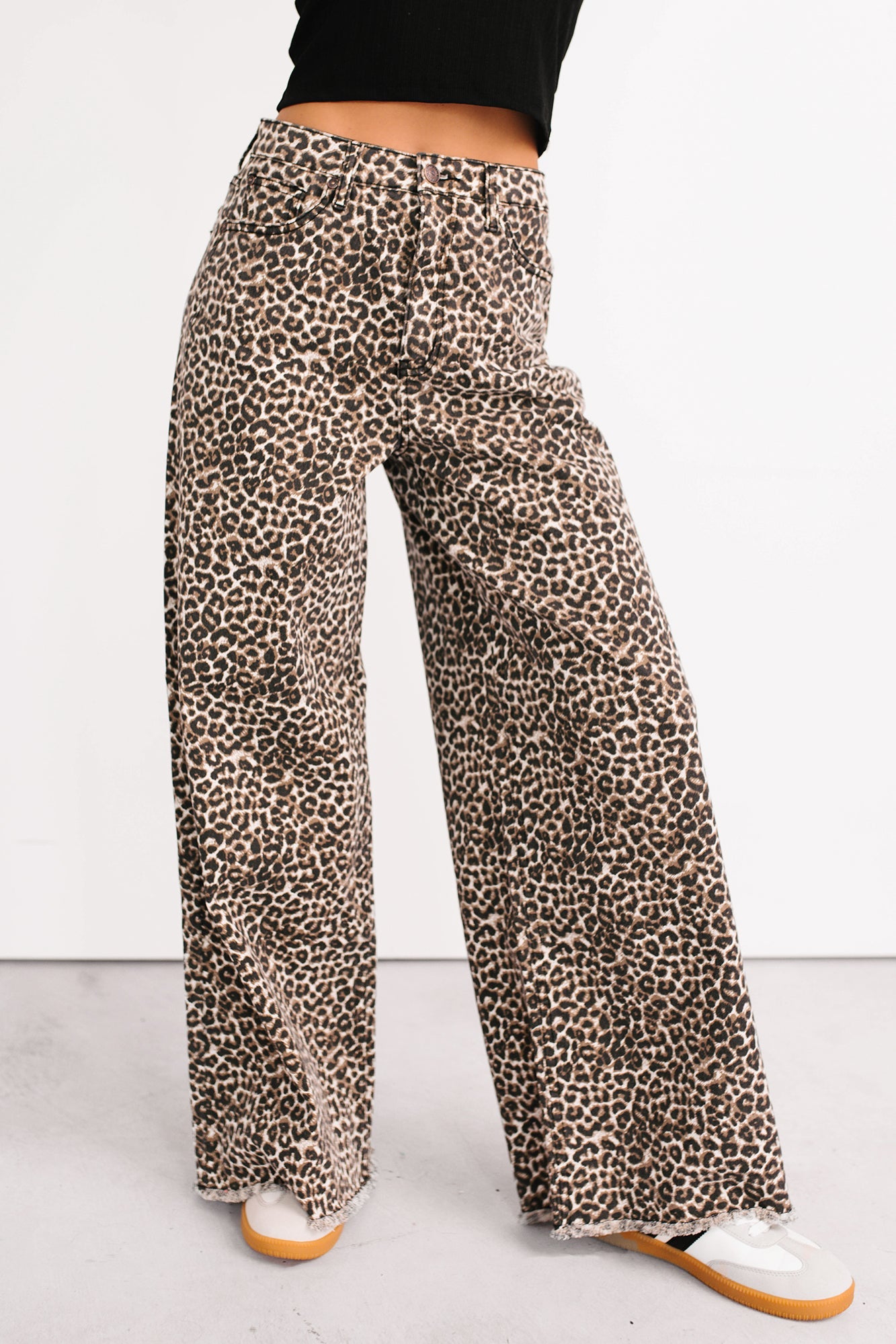 Kaya Tummy Control Wide Leg Saige Denim Jeans (Leopard)
