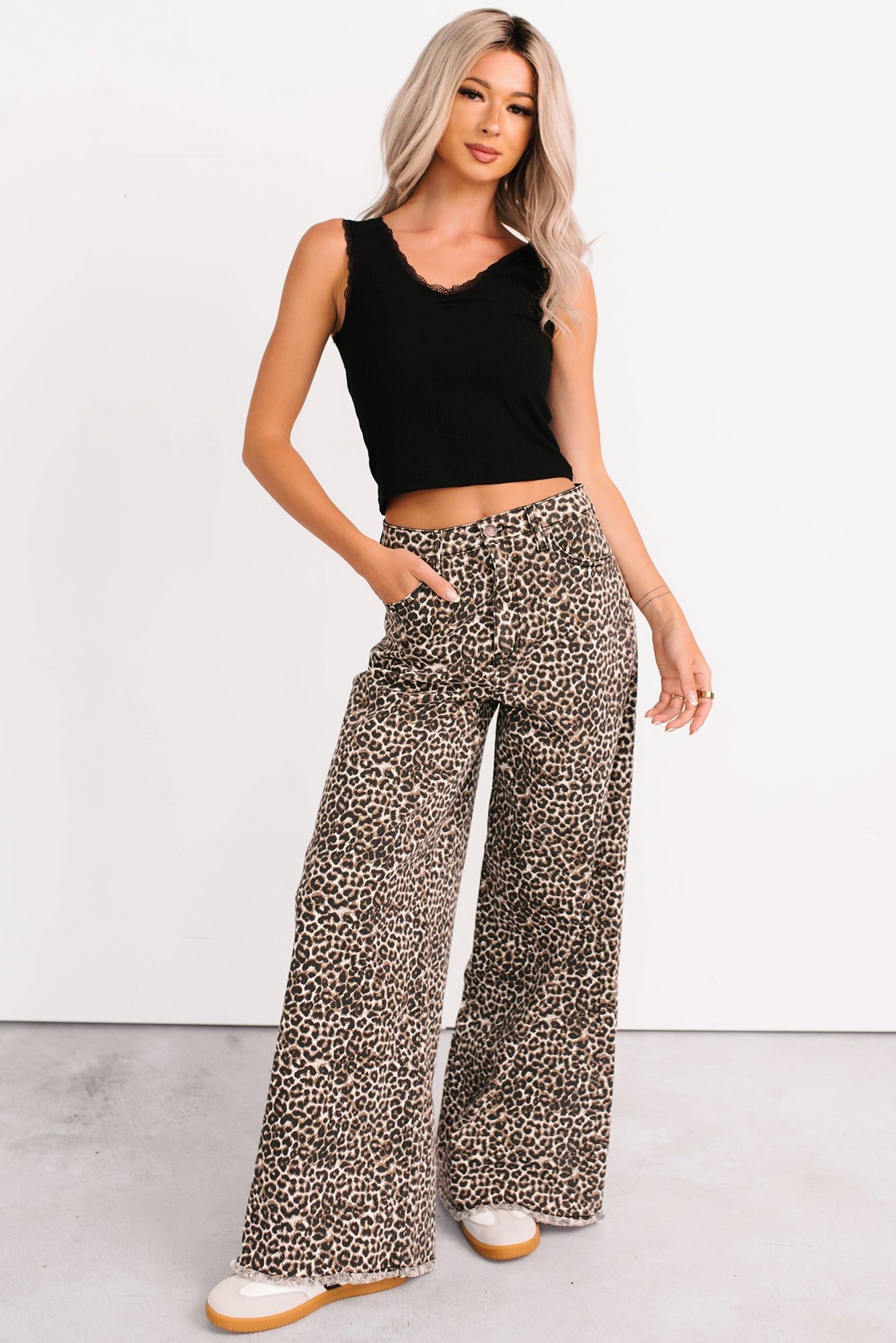 Kaya Tummy Control Wide Leg Saige Denim Jeans (Leopard)