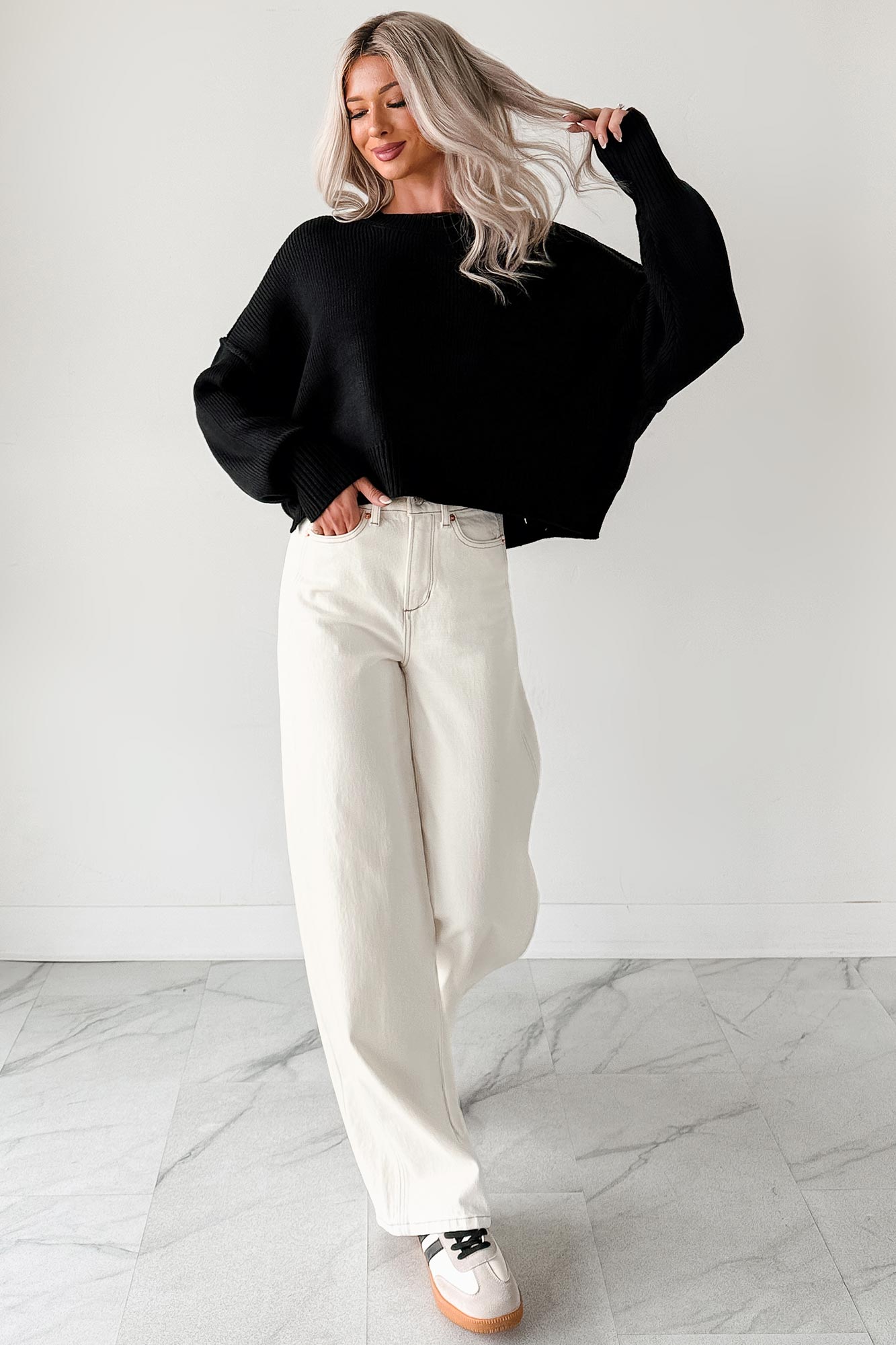 Lucian High Rise Wide Leg Jemina Jeans (Ivory)