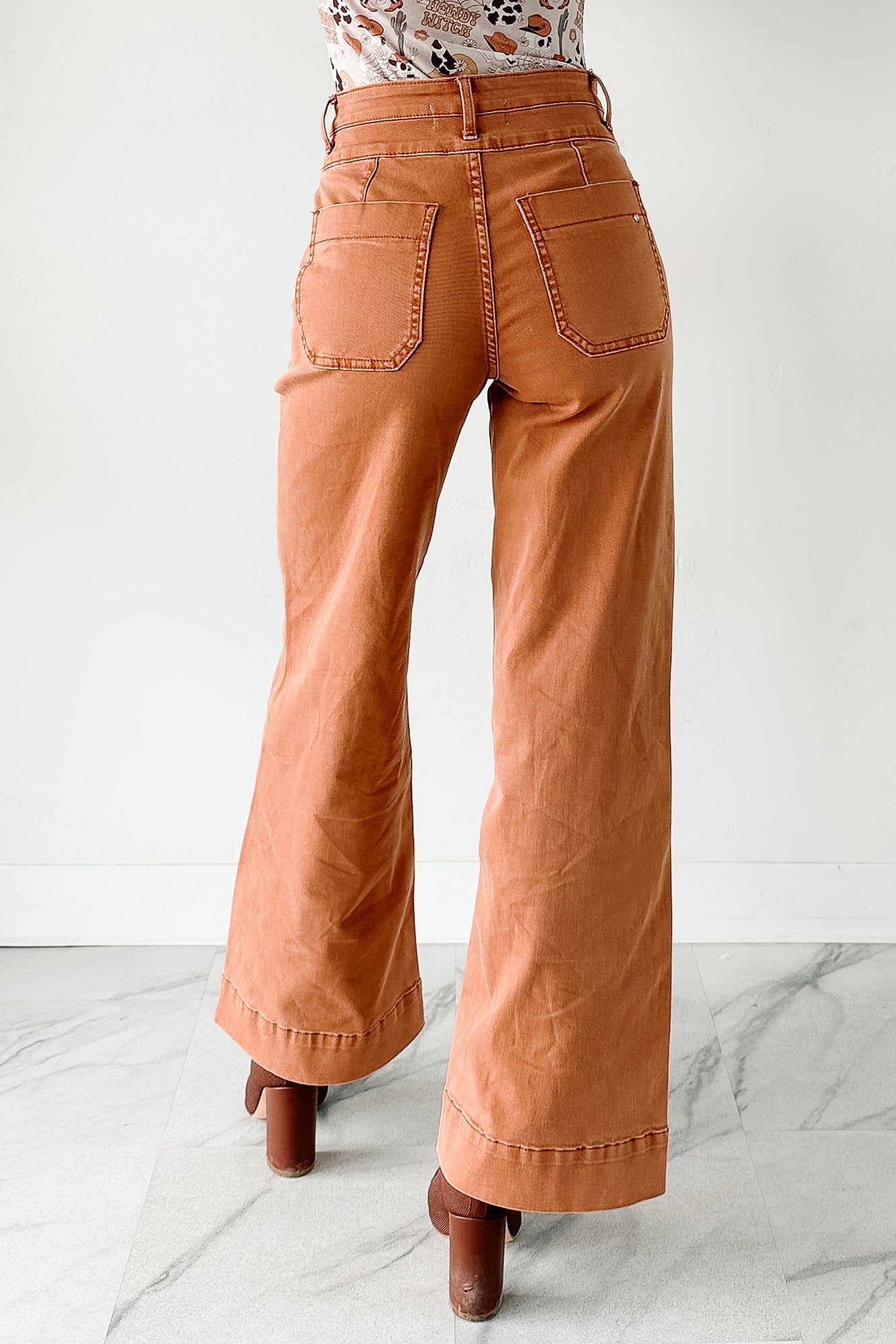 Henley Wide Leg Mica Denim Jeans (Cinnamon)