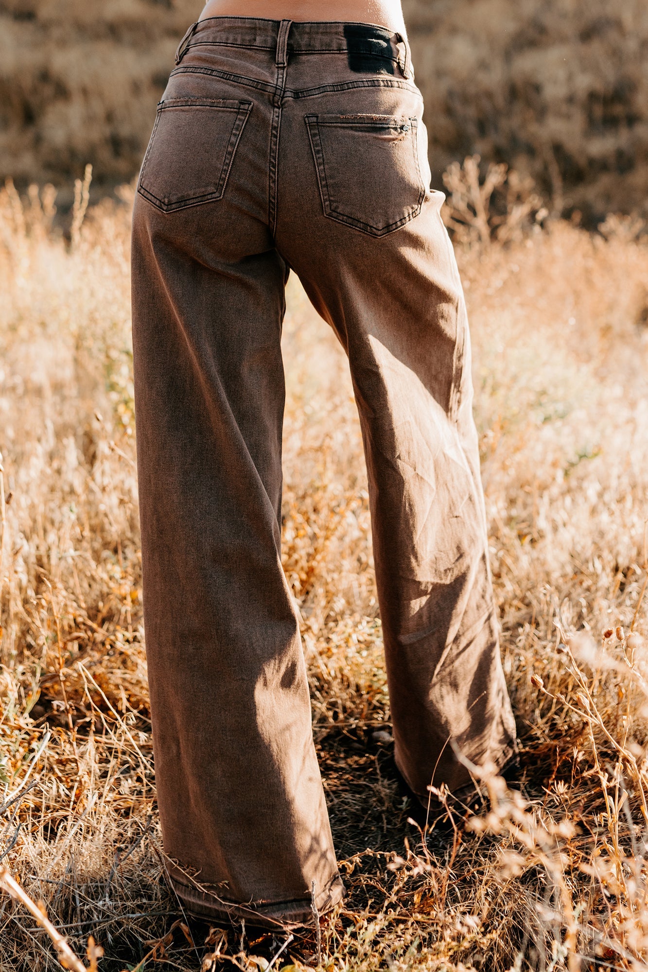 Valencia High Rise Wide Leg Mica Denim Jeans (Antique Bronze)