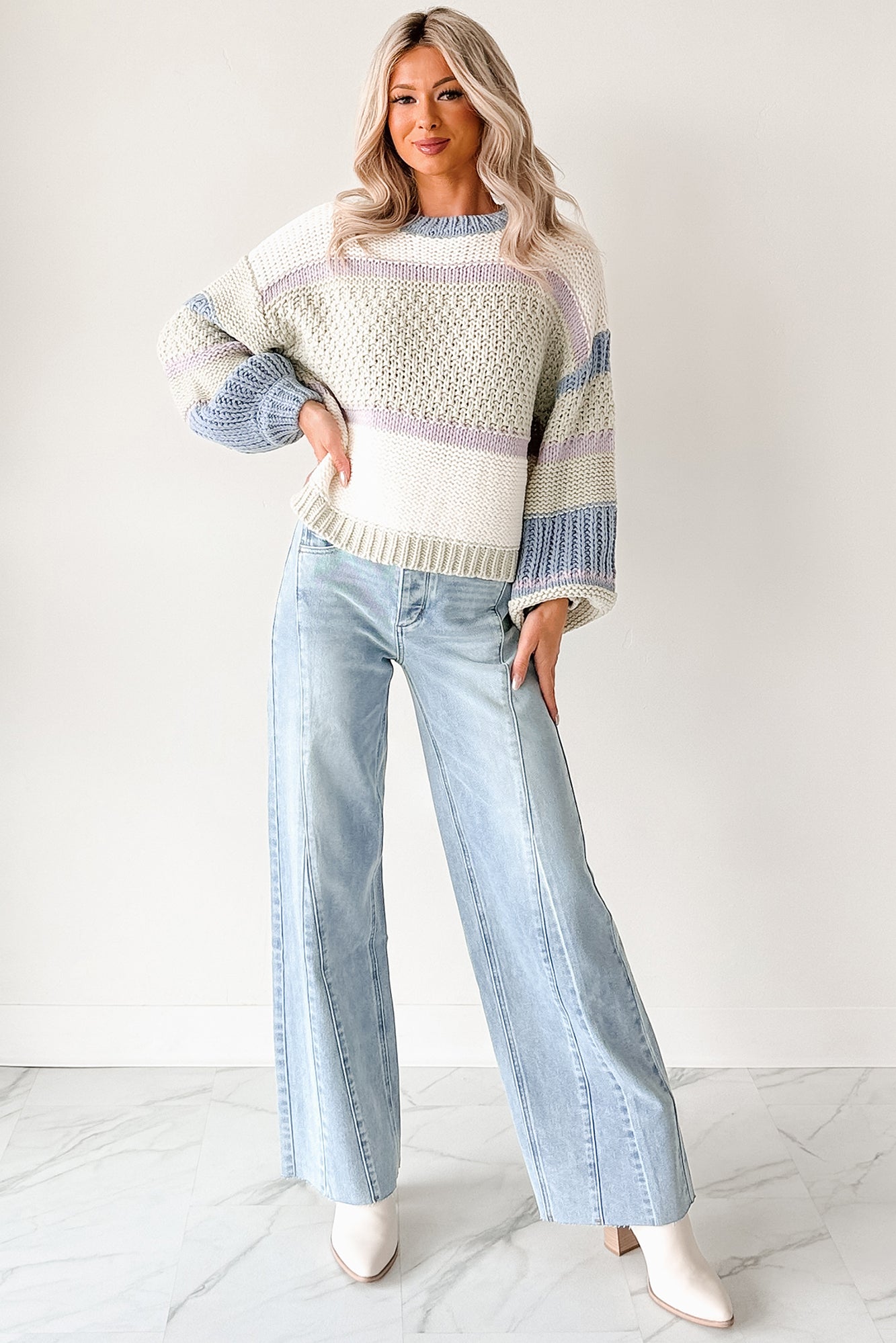 Glenn High Rise Wide Leg Jemina Denim Jeans (Light)