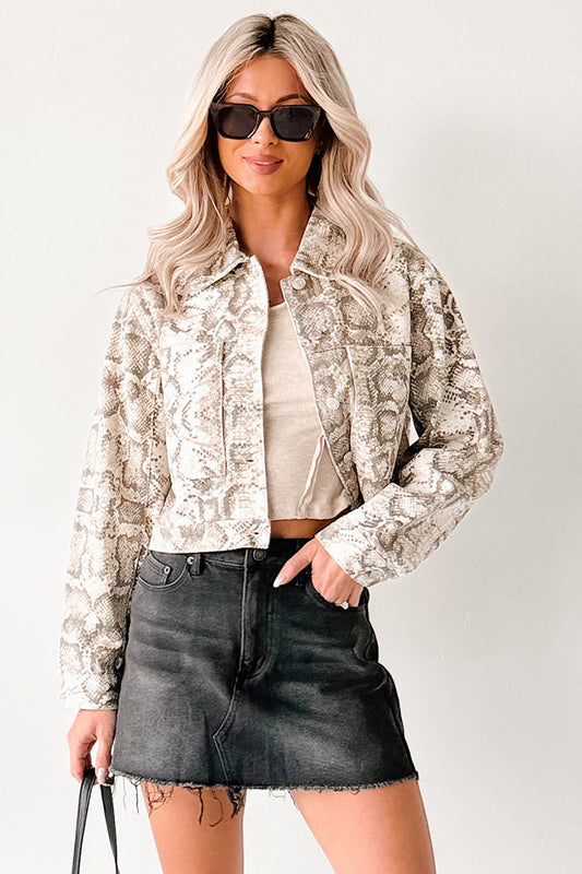 Prime Times Denim Snake Print Jacket (Taupe)