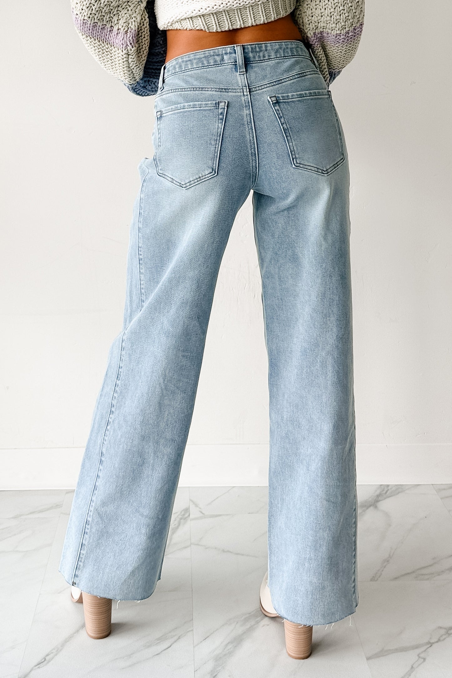Glenn High Rise Wide Leg Jemina Denim Jeans (Light)