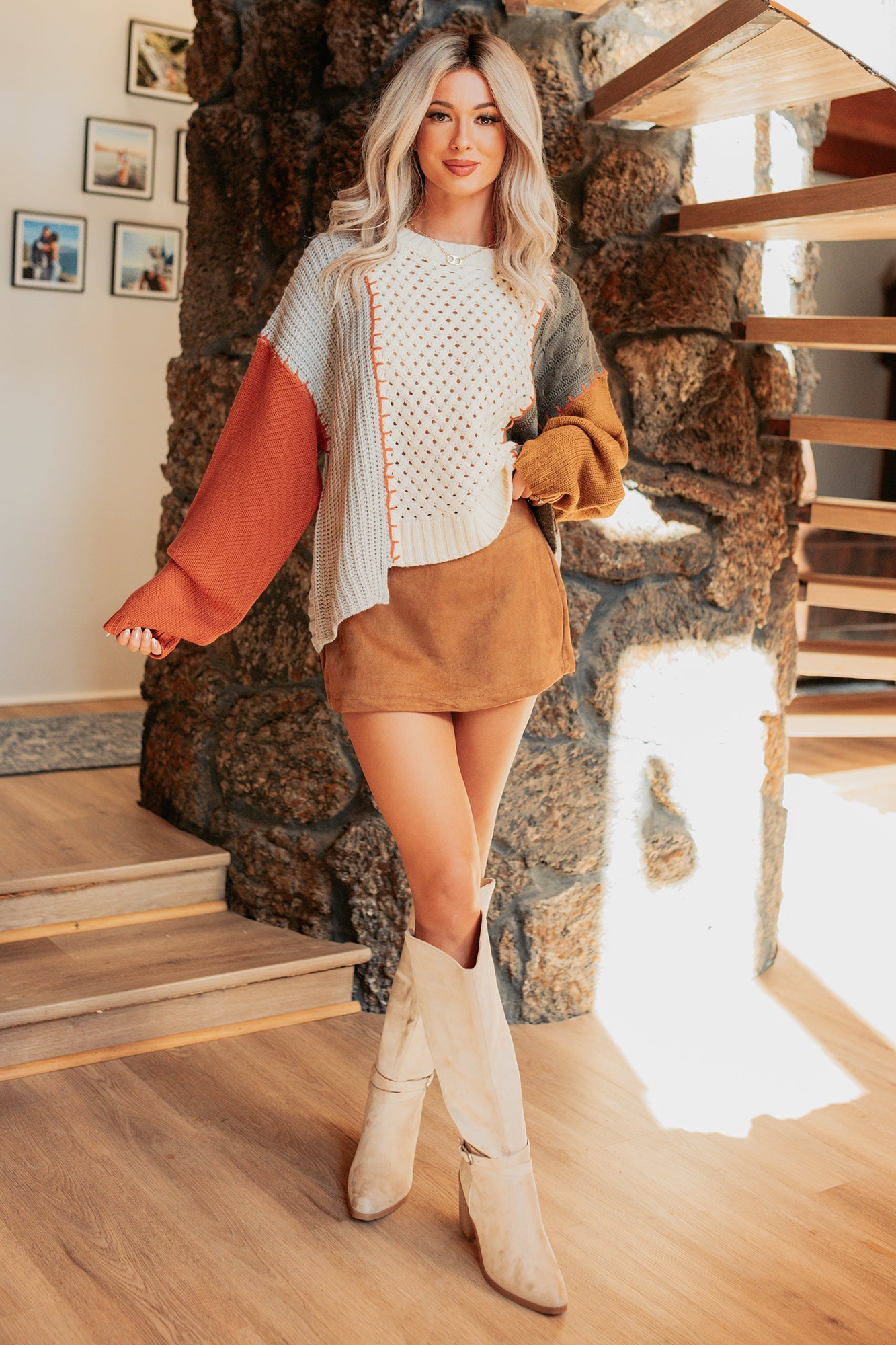 Gave It All Faux Suede Mini Skort (Camel)
