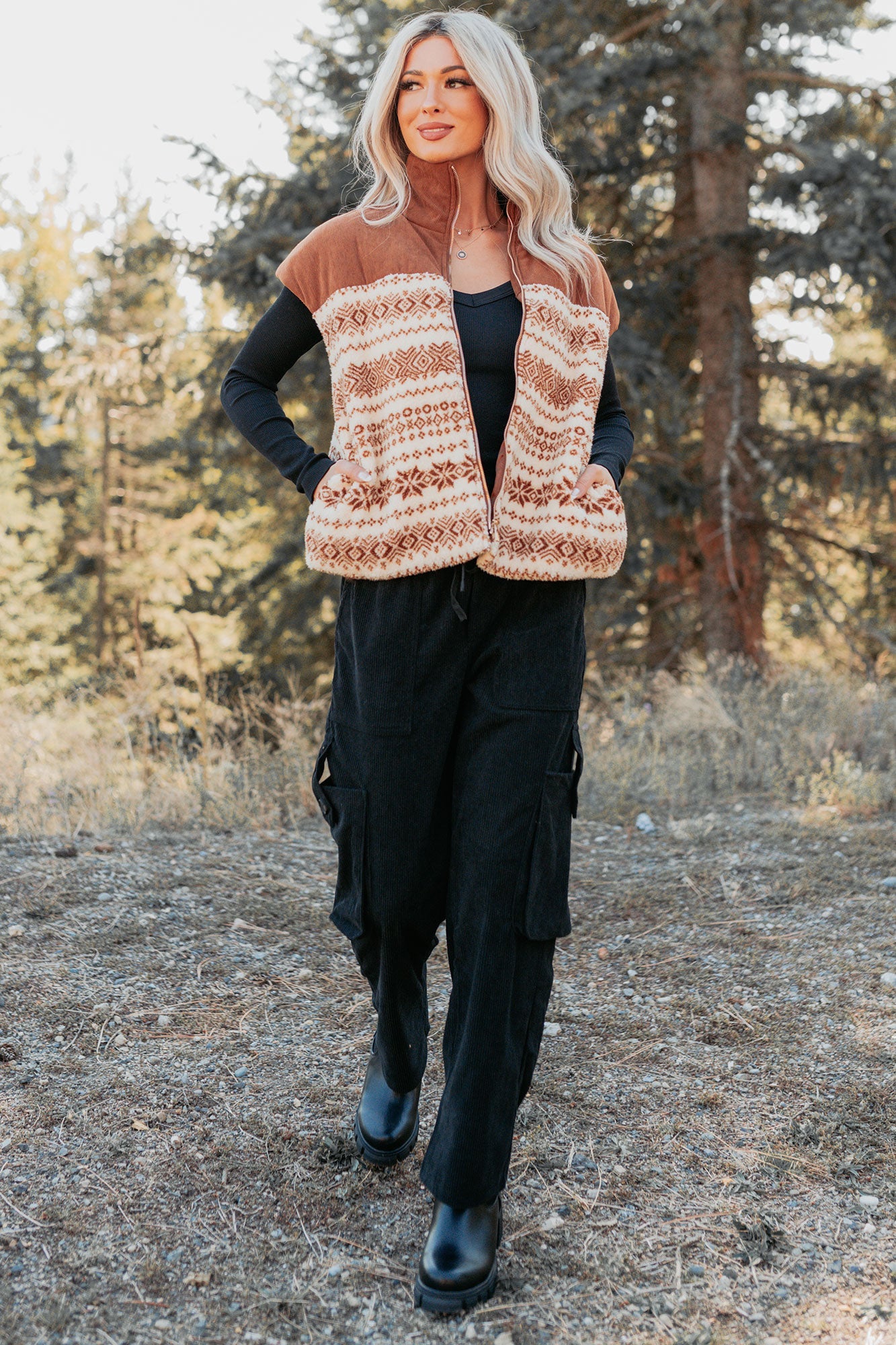Ease & Flow Sherpa Corduroy Vest (Copper Mix)