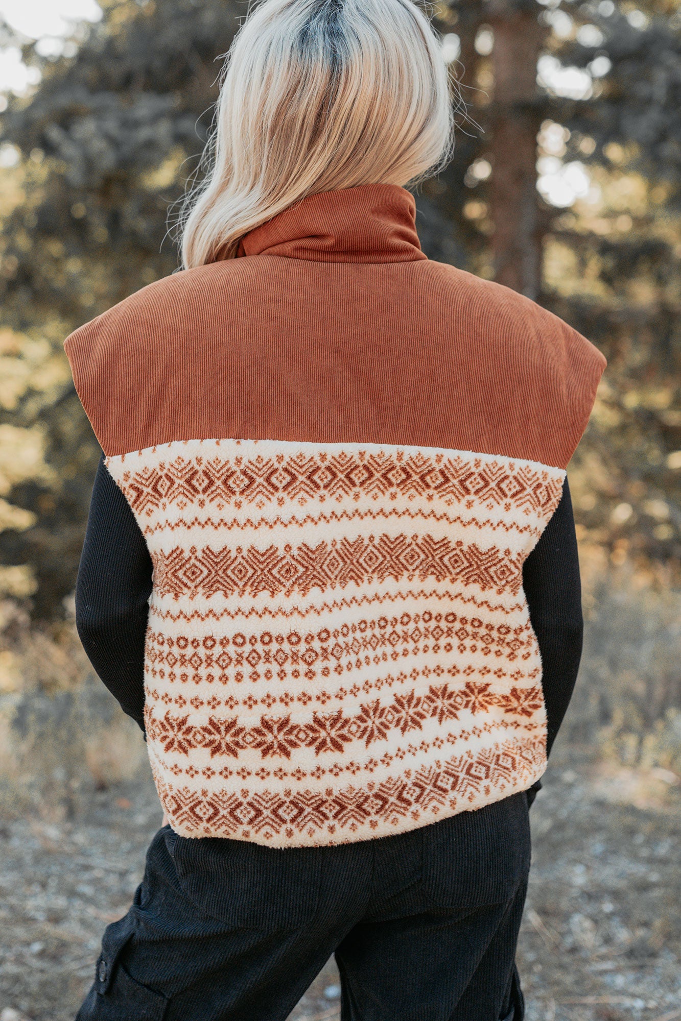 Ease & Flow Sherpa Corduroy Vest (Copper Mix)