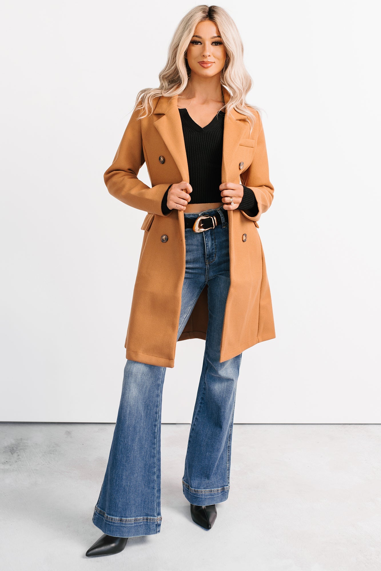 Downtown Drift Button Up Lightweight Coat (Camel)