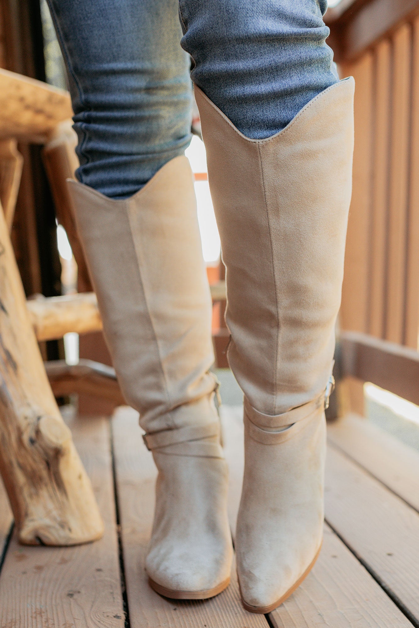 Choosing You Faux Suede Chunky Heel Boot (Clay)