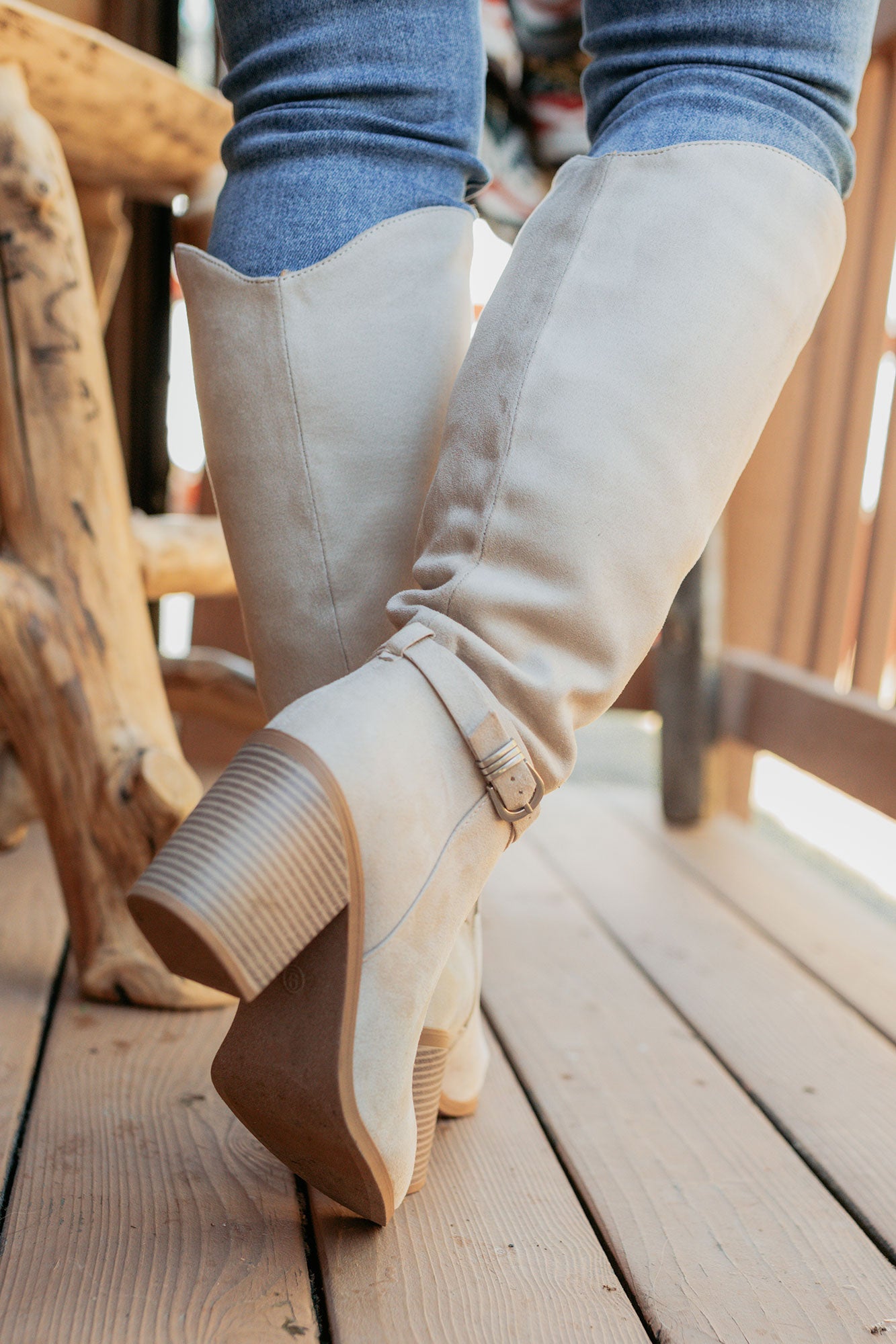 Choosing You Faux Suede Chunky Heel Boot (Clay)