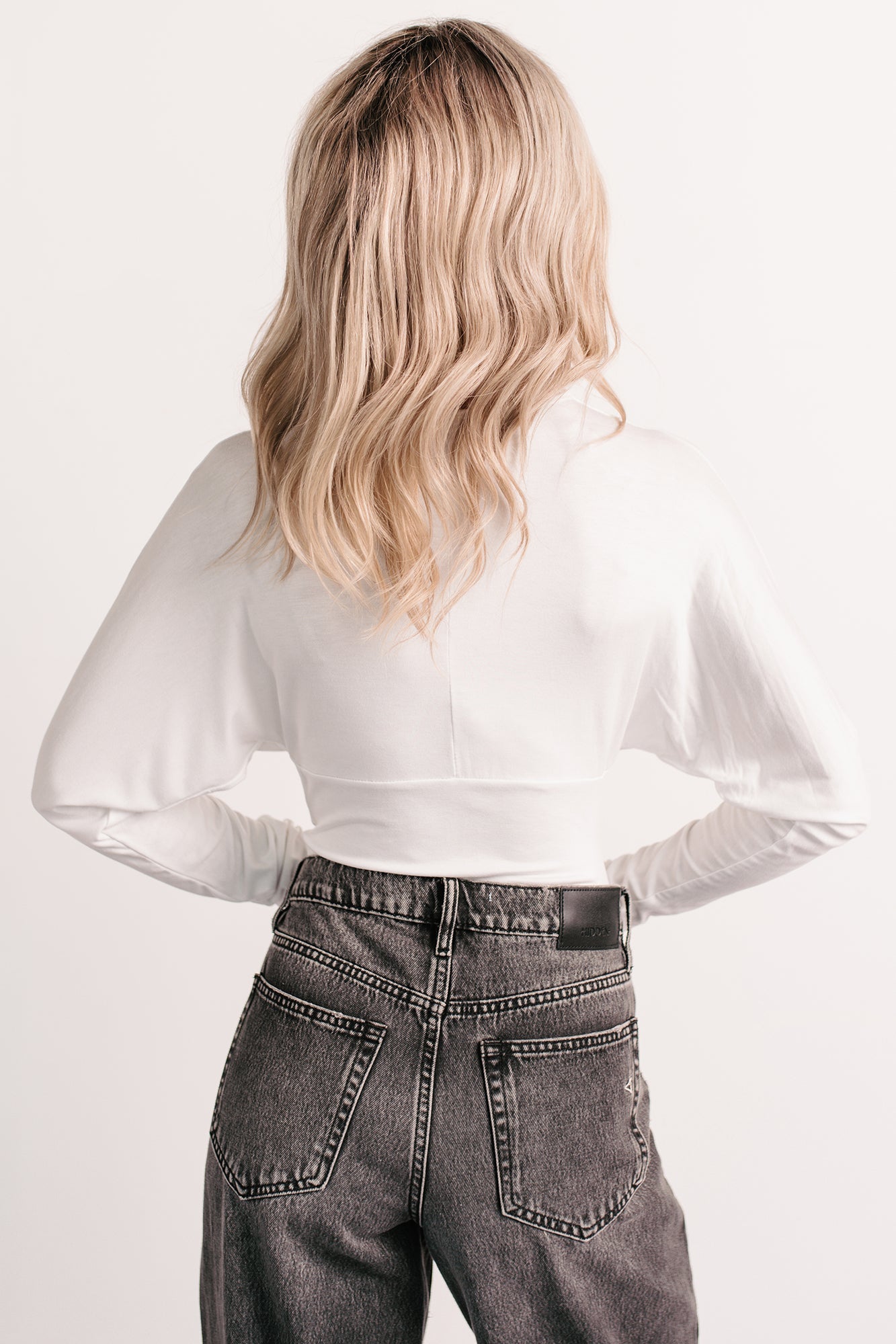 Last Looks Plunging V Neck Long Sleeve Bodysuit (Ivory)