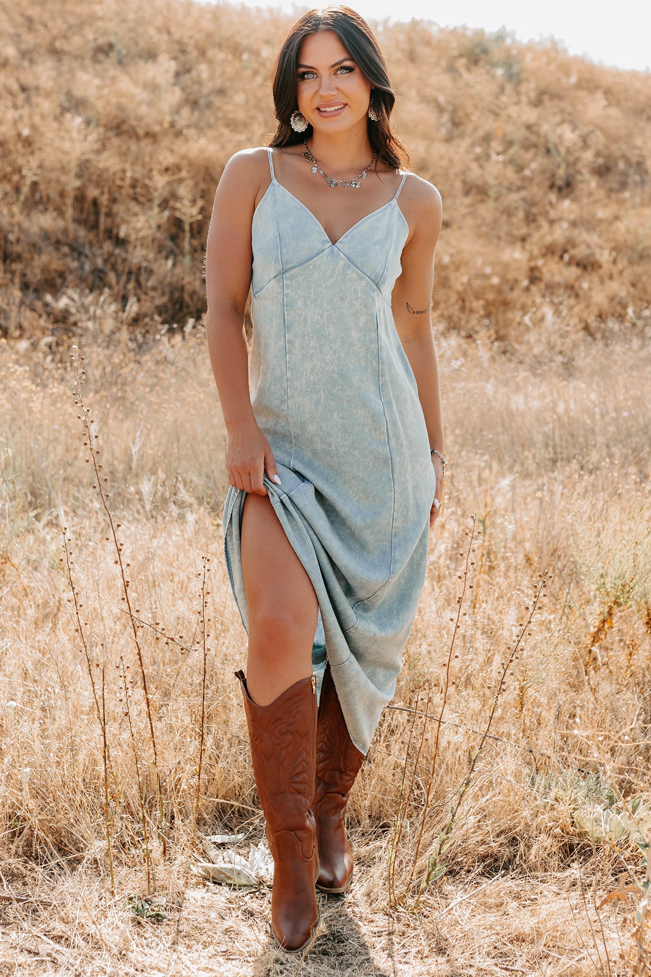 Finally Me Sleeveless Washed Zenana Maxi Dress (Blue Grey)