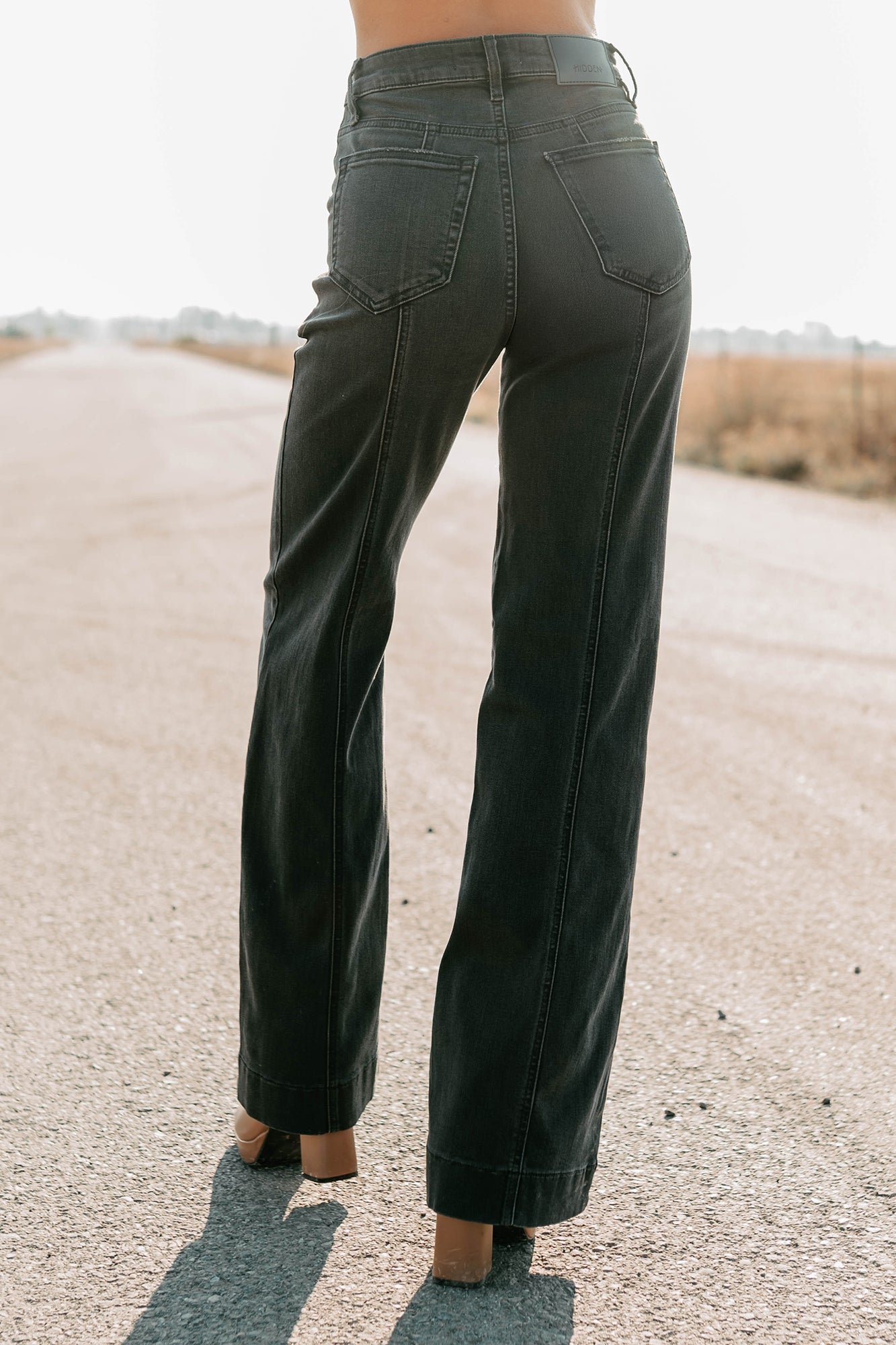 Louis High Rise Flare Hidden Jeans (Charcoal)