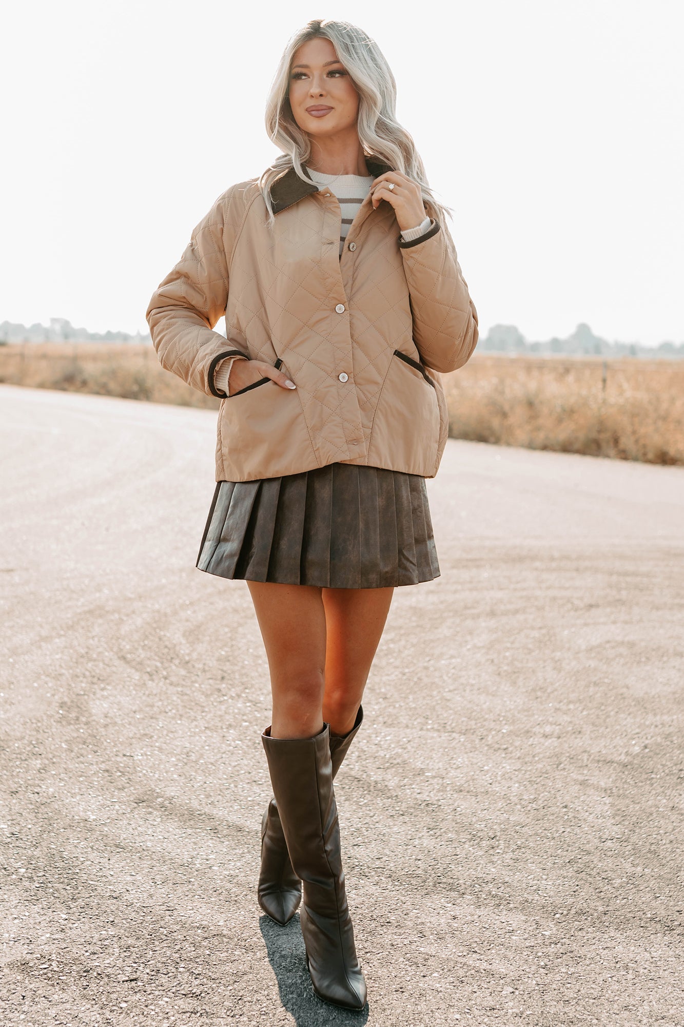 Up & Coming Quilted Barn Jacket (Camel)