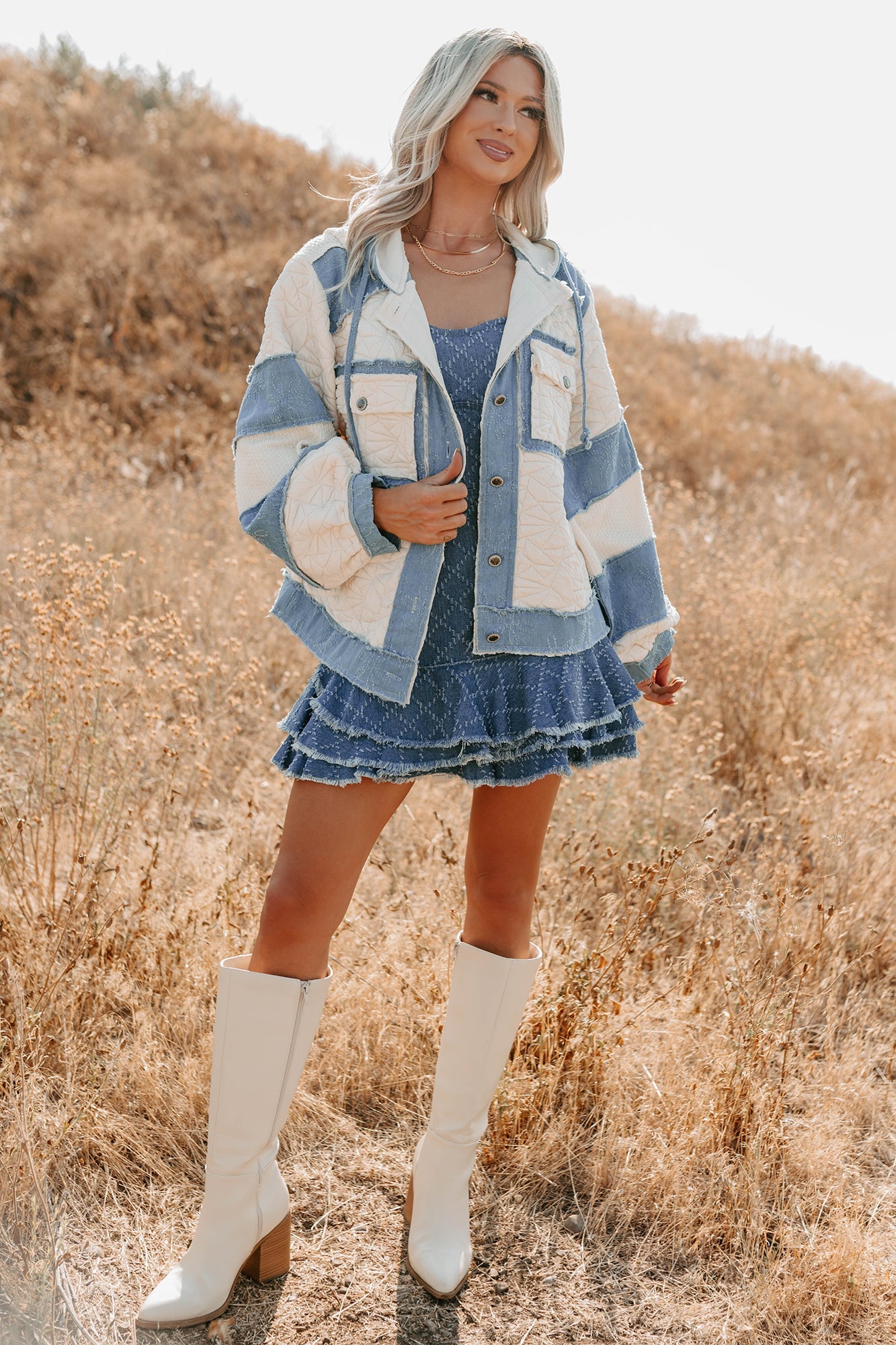 Daydream Date Frayed Quilted POL Jacket (Cream/Multi)