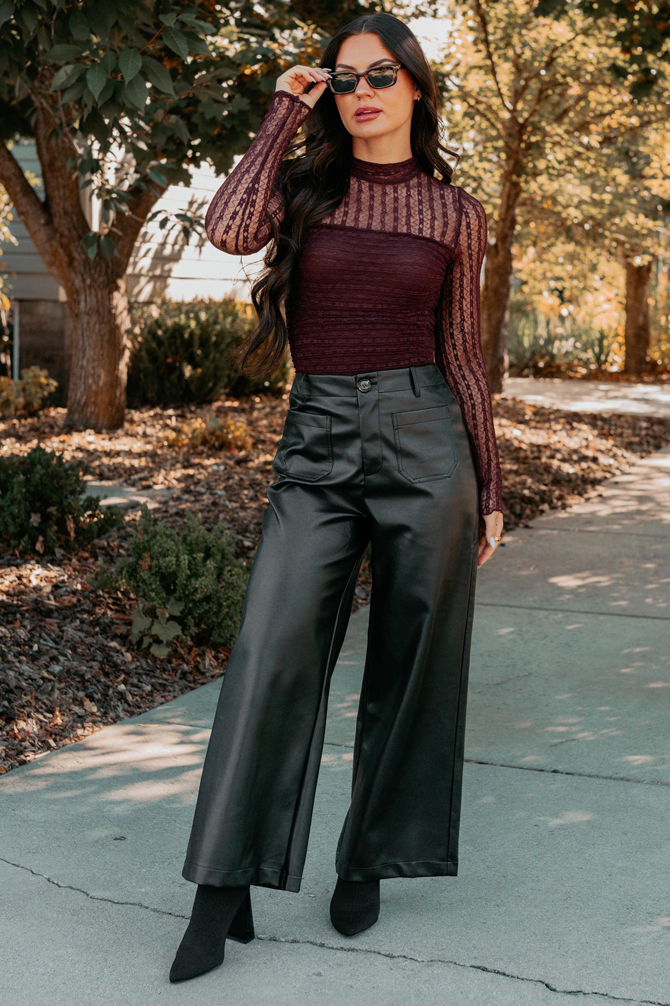 More Than Usual Wide-Leg Faux Leather Pant (Black)