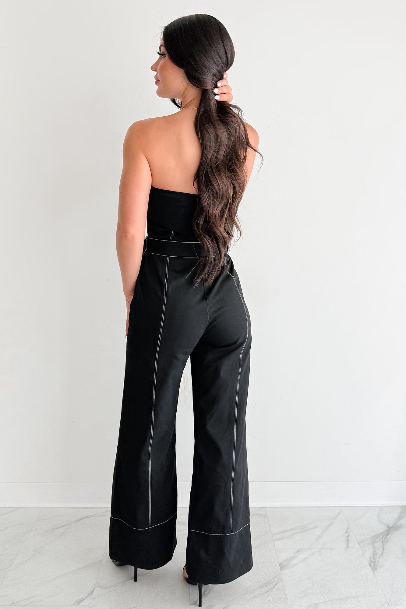 Taste Maker Strapless Wide Leg Jumpsuit (Black)