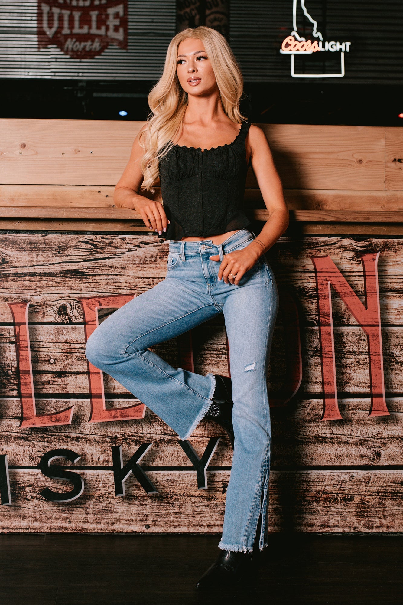 Finn Mid Rise Split Hem Kancan Jeans (Medium)