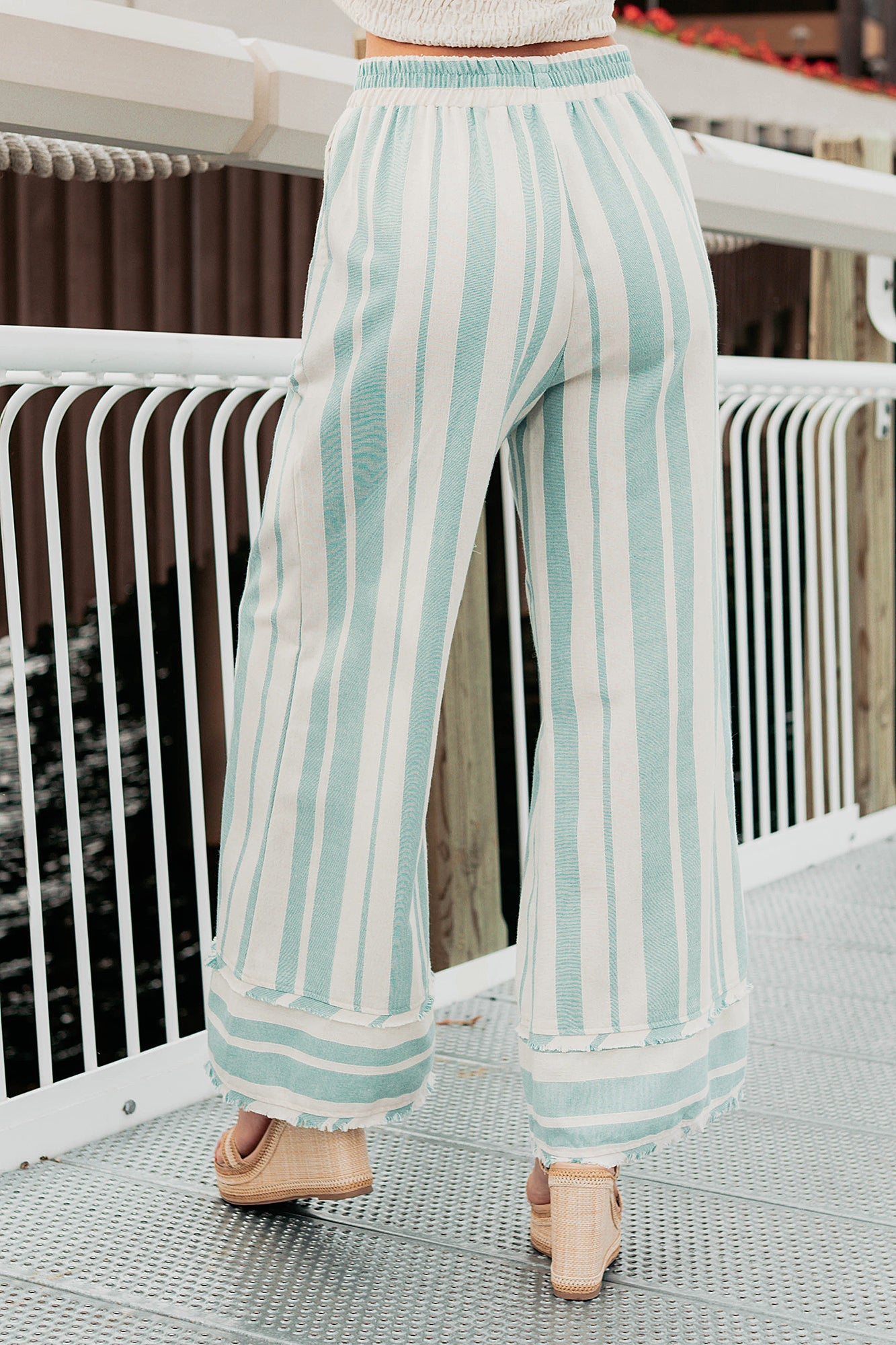 Feelin Fresh Striped Wide Leg Pants (Mint)