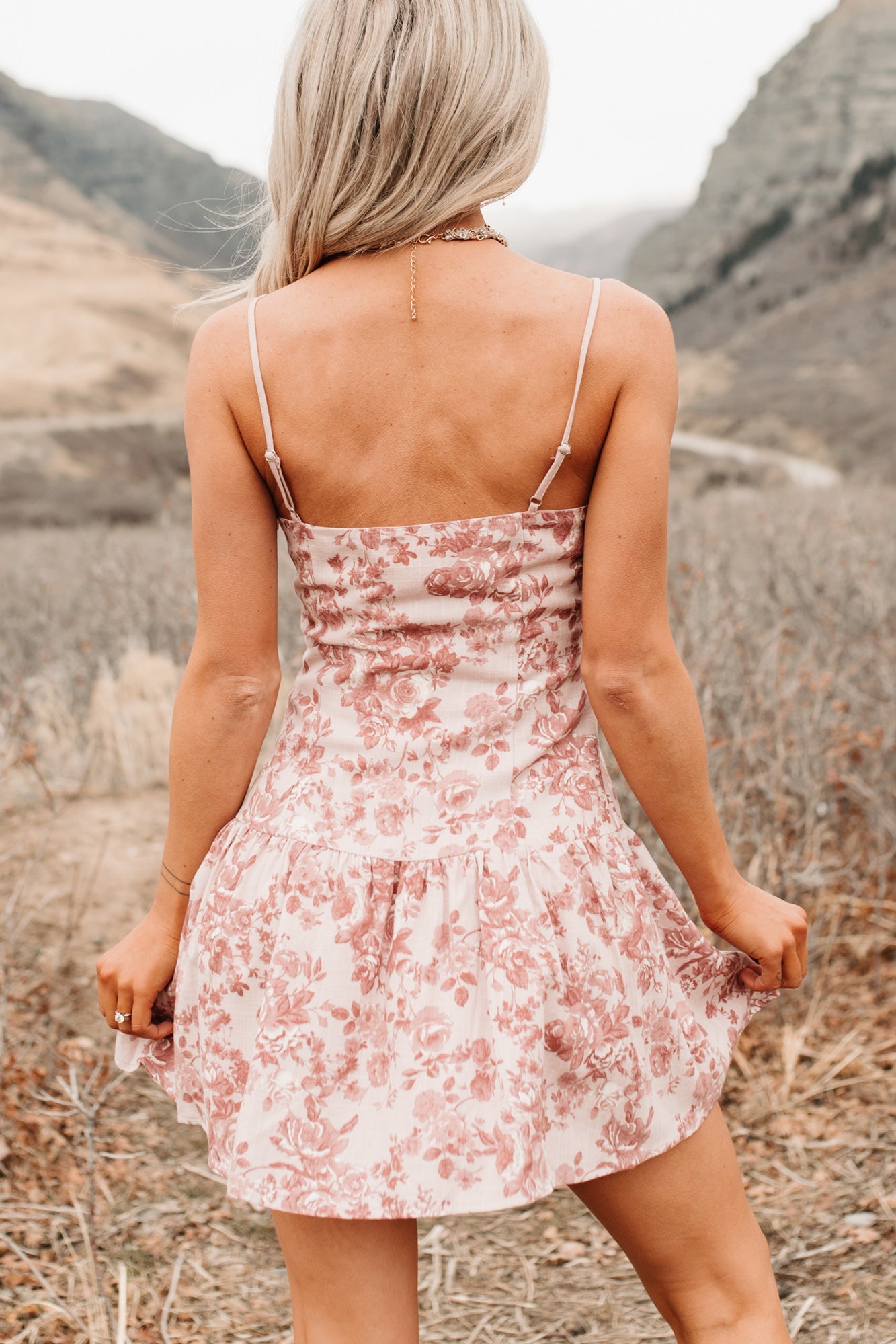 Sweet Energy Sleeveless Floral Mini Dress (Pink Rose)