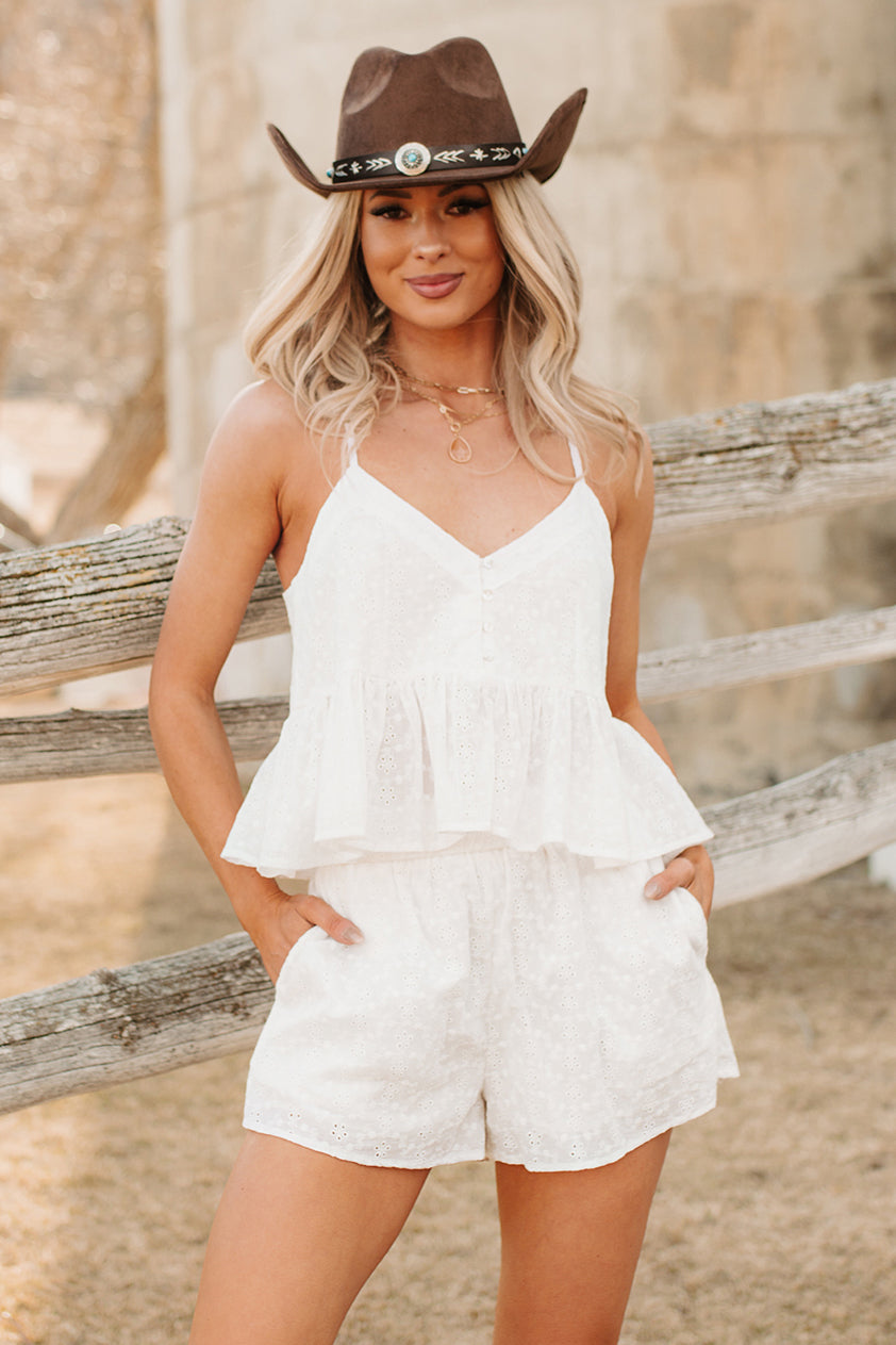 Fresh Air Favorite Eyelet Shorts (White)