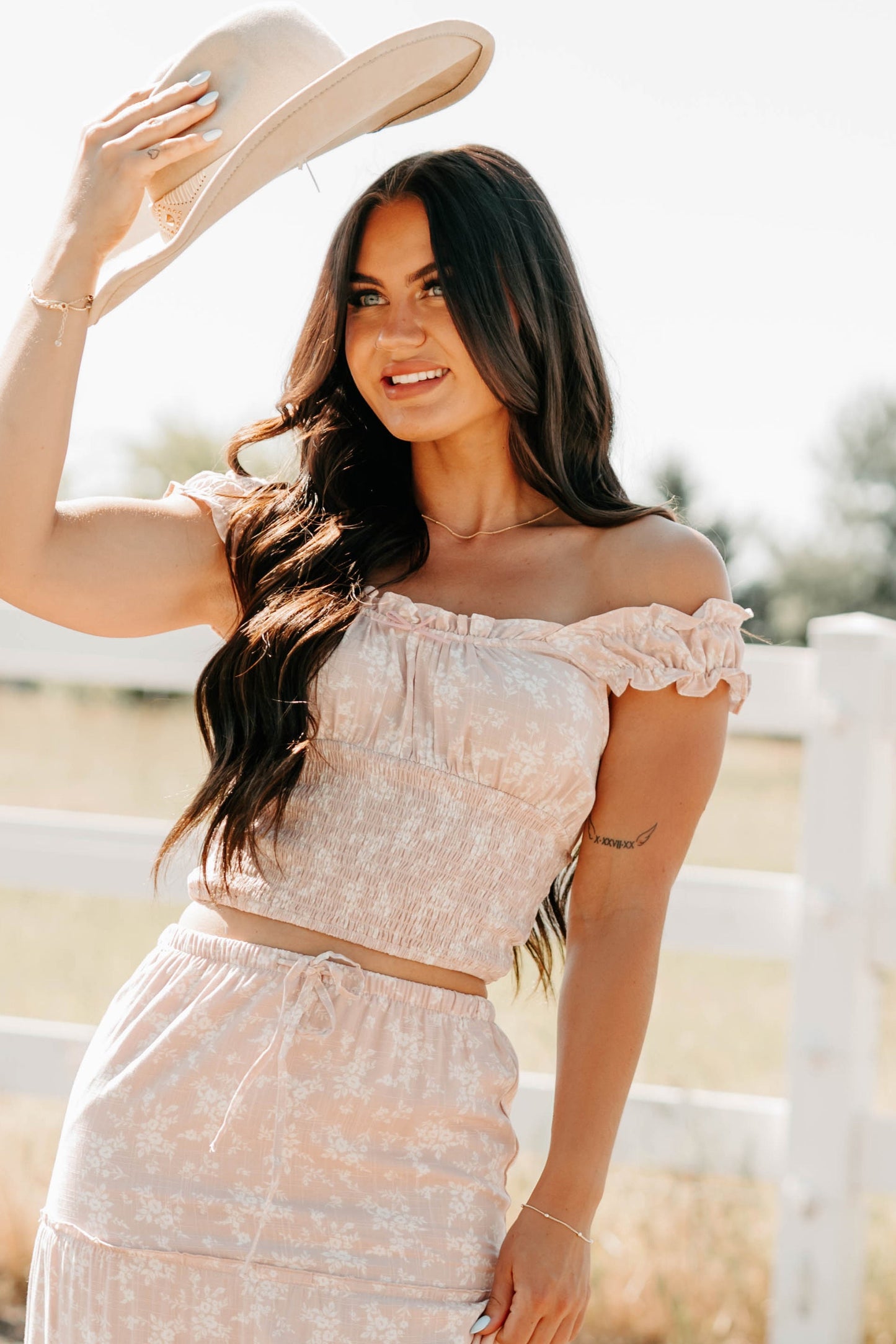 Up The Hill Smocked Floral Tank Top (Pink)