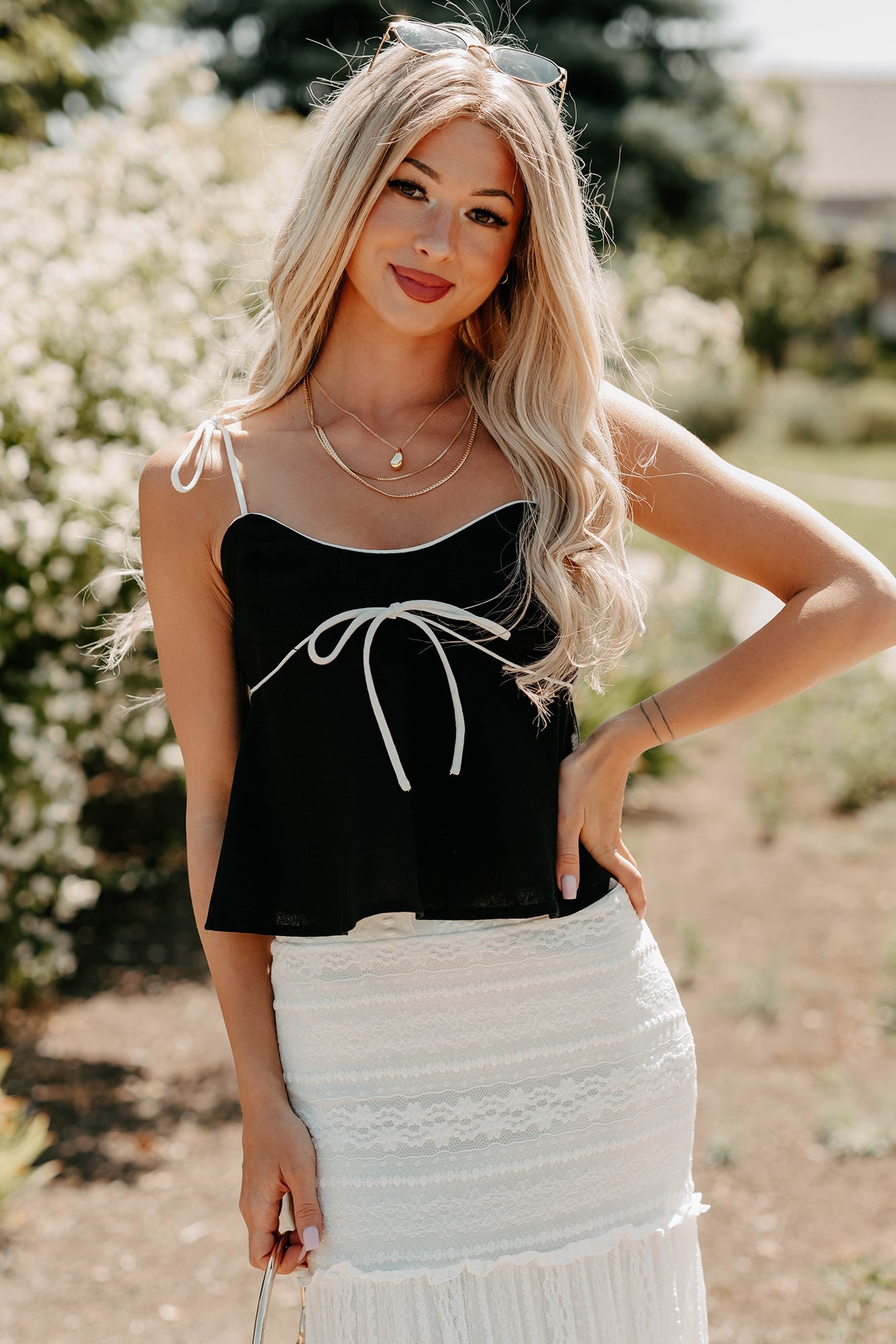 The Air I Breathe Linen Shoulder Tie Tank Top (Black)