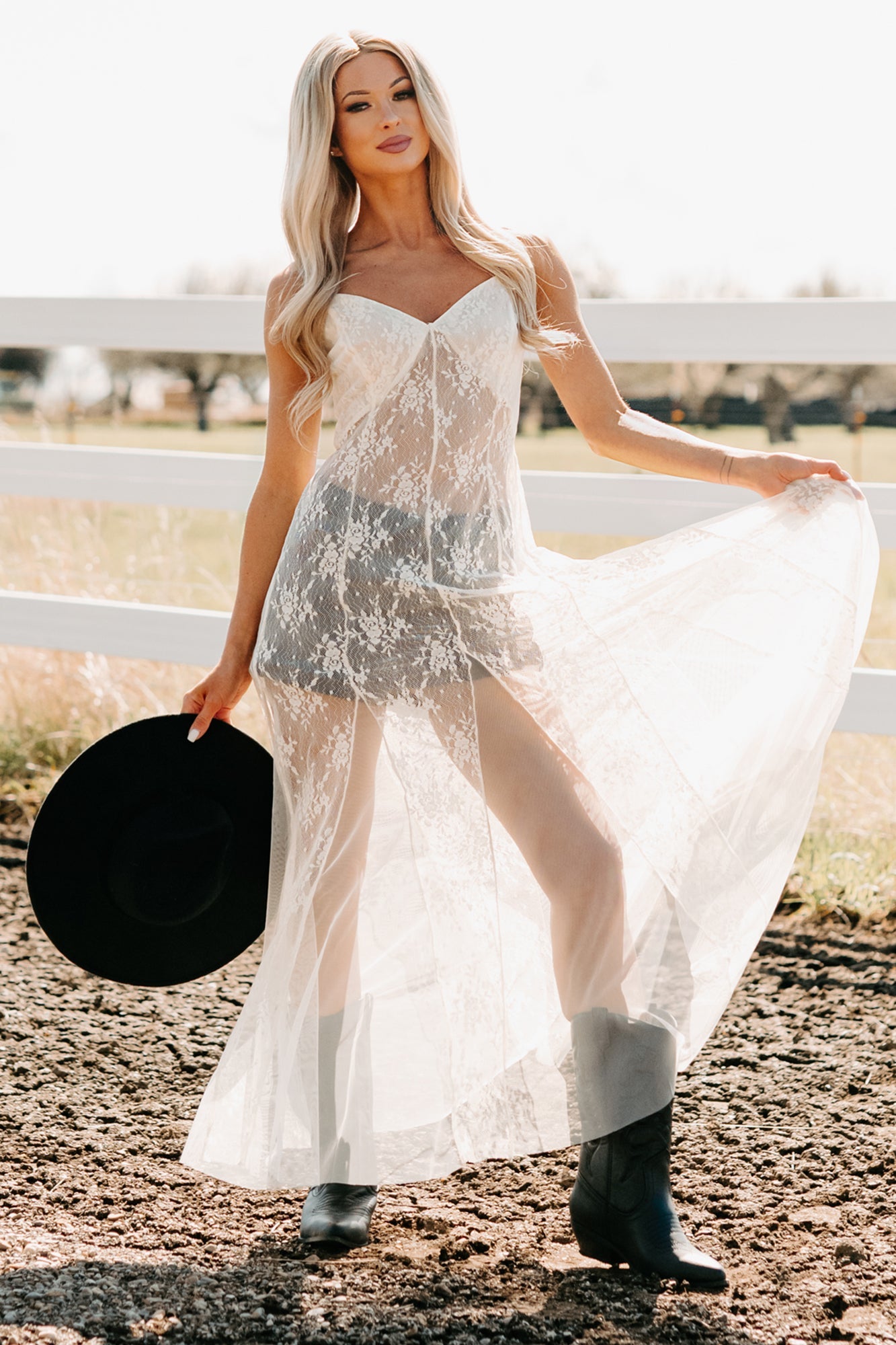 Glamorous Edge Floral Lace Maxi Dress (Cream)