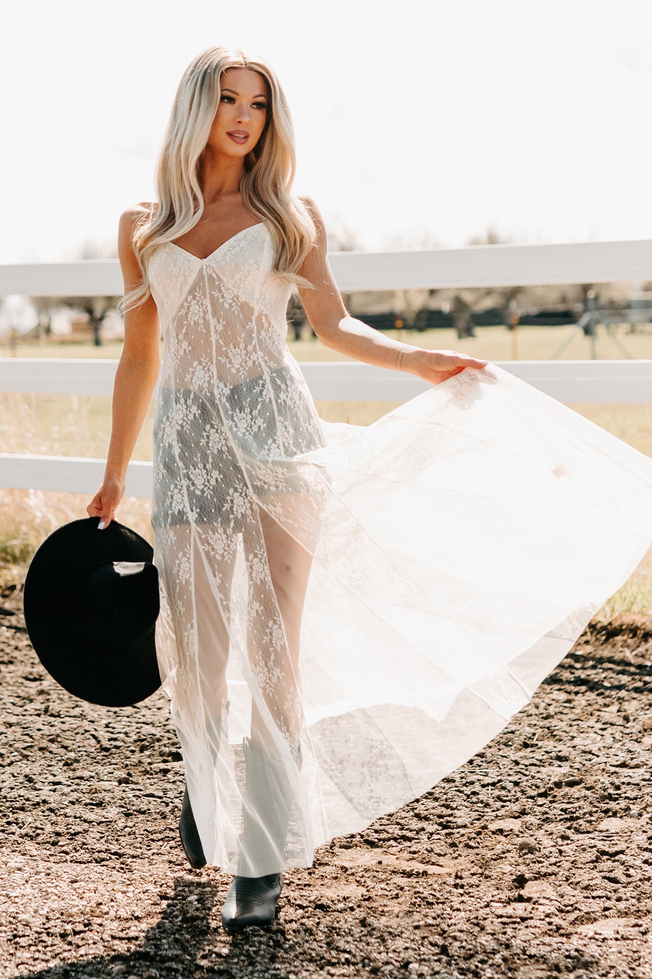 Glamorous Edge Floral Lace Maxi Dress (Cream)