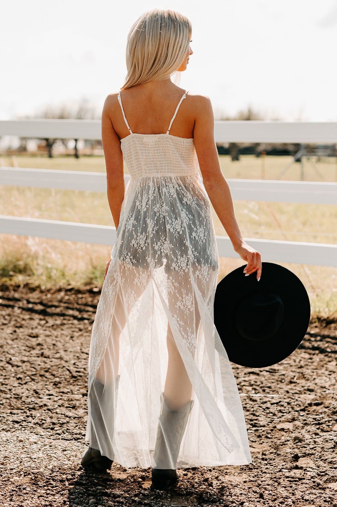 Glamorous Edge Floral Lace Maxi Dress (Cream)
