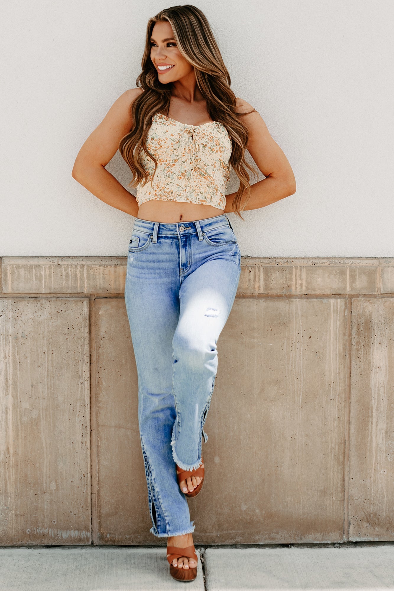 Earthy Bliss Floral Tank Top (Lemon/Orange)