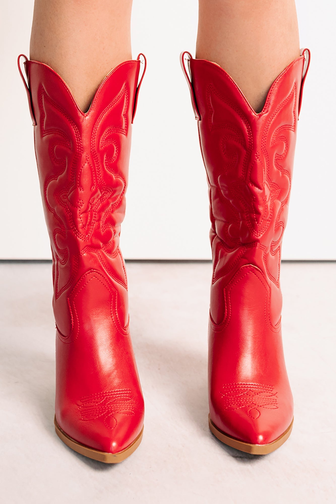 Cowgirl Glow Pointed Toe Western Boots (Red)