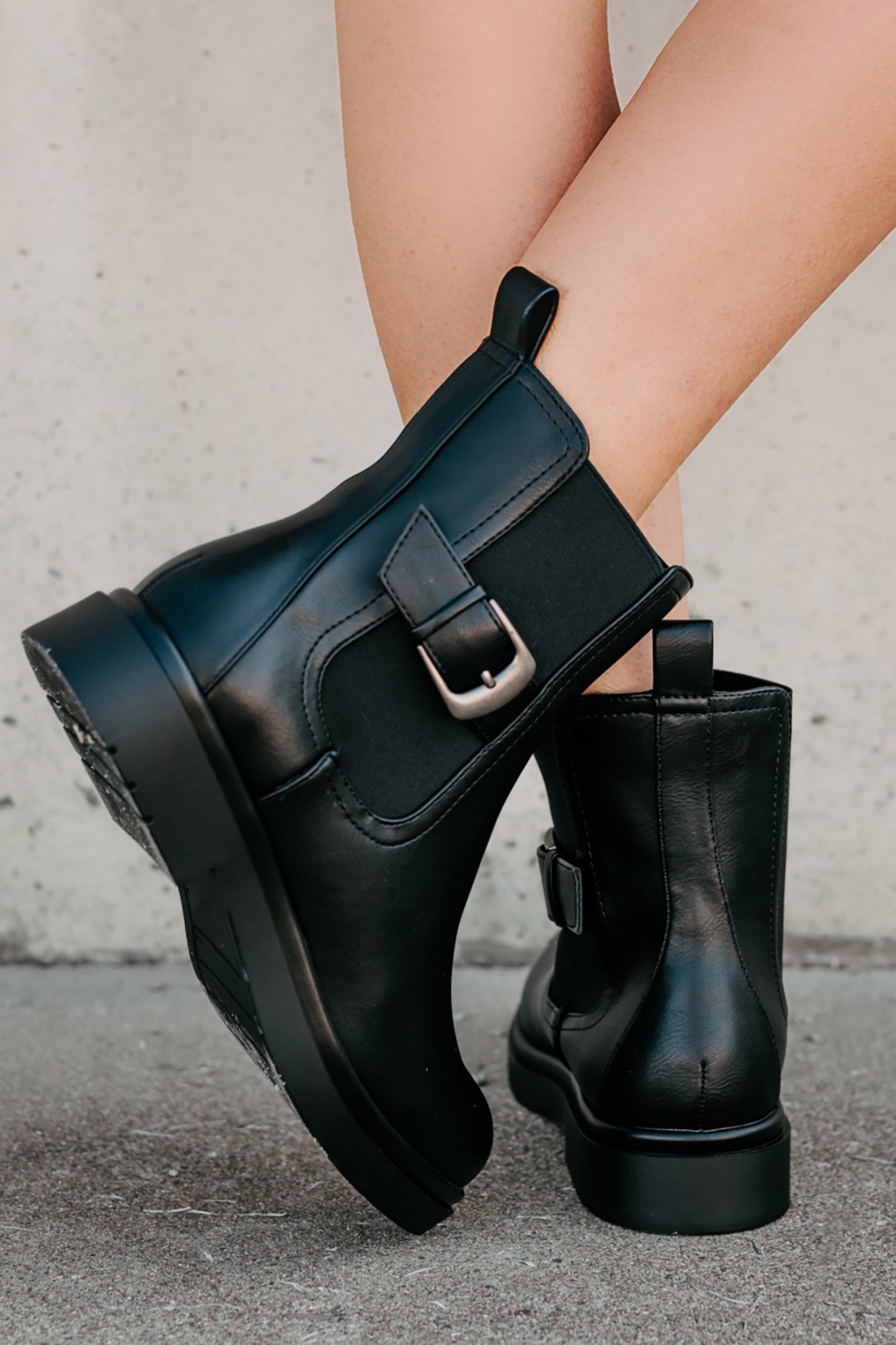 Me After You Platform Round Toe Booties (Black)