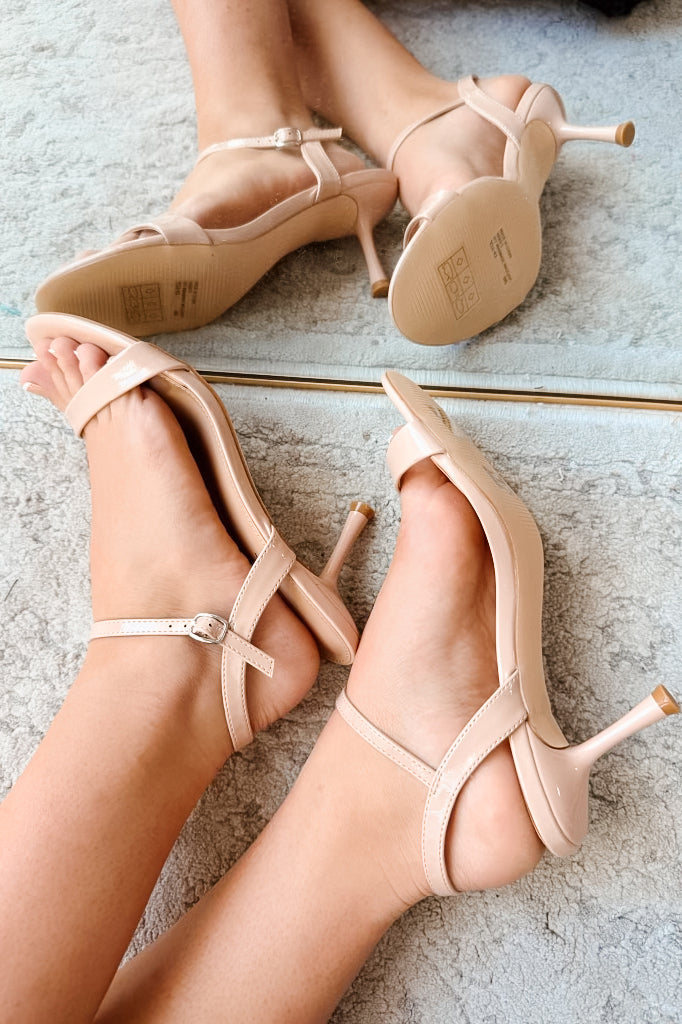 Dreaming Bold Ankle Strap Kitten Heels (Nude)